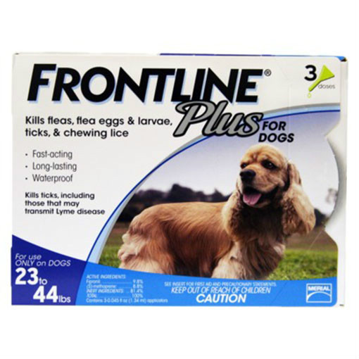 Frontline Plus for Dogs 23-44 lbs 3 Pack Genuine USA