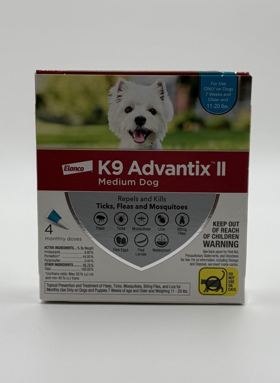 K9 Advantix II Flea Medicine Medium Dog Size M 11-20 lbs 4 Month Pack Supply New