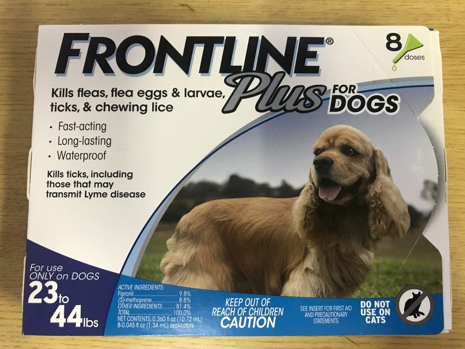 Frontline Plus Flea and Tick Dog Treatment 23-44 lb, 8 Doses New!