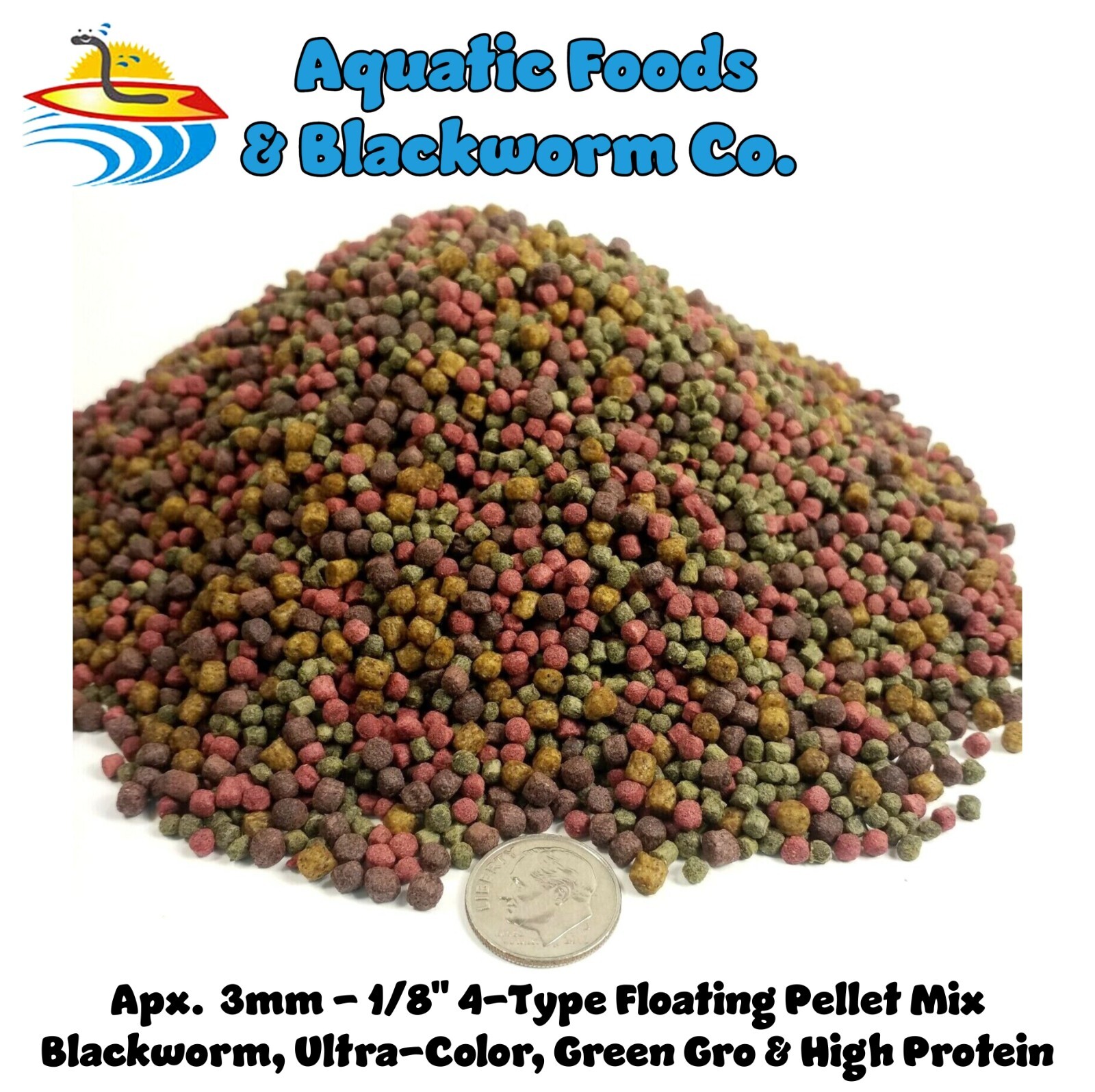 8-lbs 3mm 4-Type Ultra Mix, High Protein Floating Koi & Aquarium Fish Pellets
