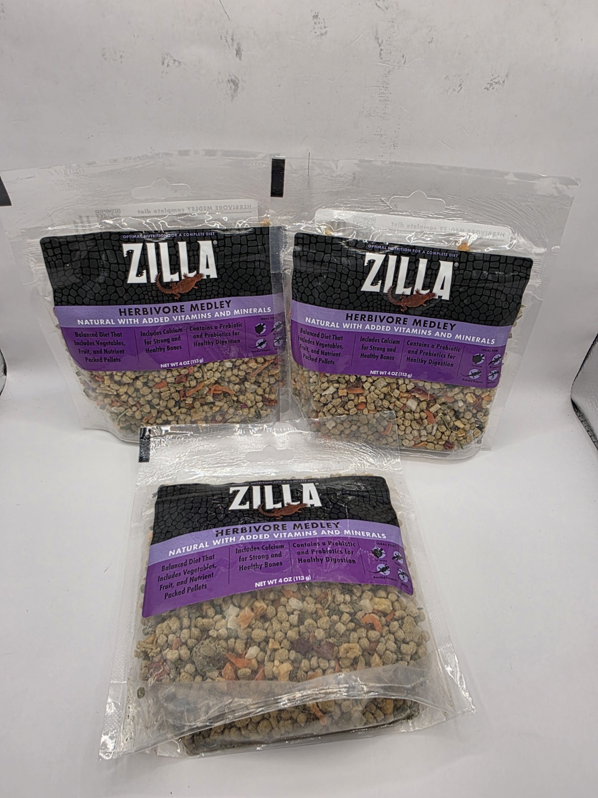 3 Packs Zilla Herbivore Medley Diet Herbivore Mix, 12 oz Total
