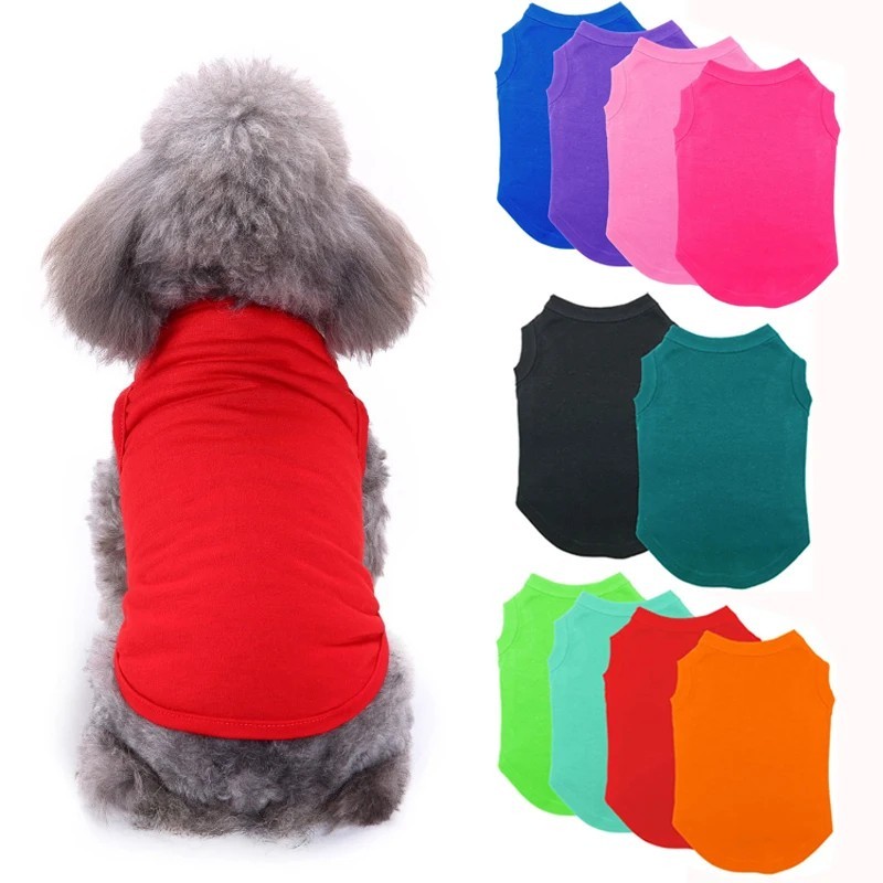 Cotton Dog T-Shirt Blank Pet Clothes Soft Puppy Vest for Small Medium Large Dogs