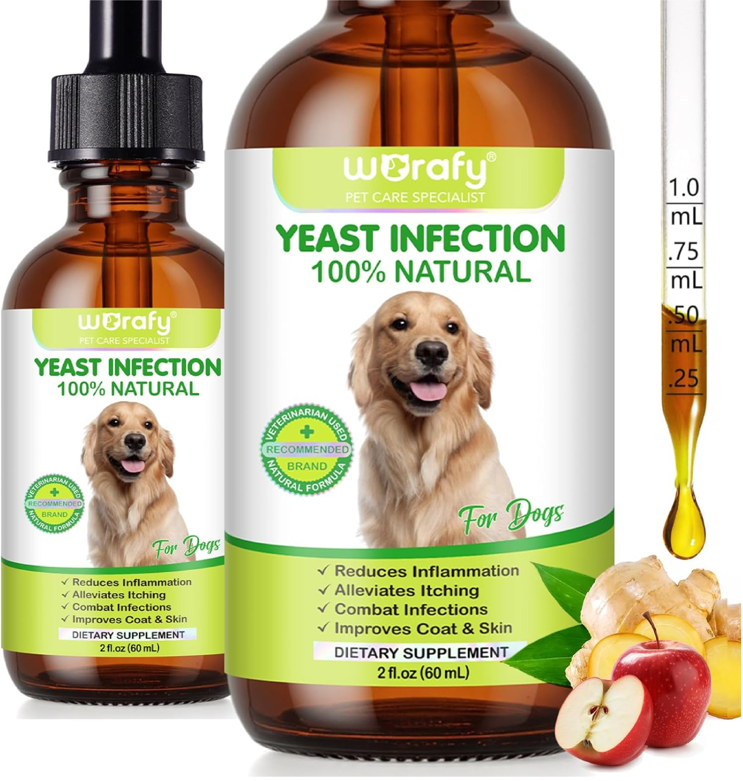 Natural Dog Yeast Infection Treatment for Itchy Skin, Ears & Paws, Soothes Irrit