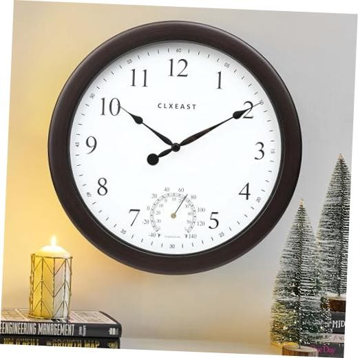 Indoor Outdoor Clocks Waterproof,Outdoor 10.4 Inch Oil Rubbed Bronze Black
