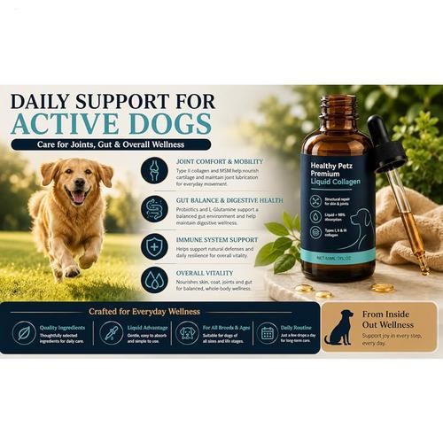 Healthy Petz Premium Liquid Collagen For Dogs, Supplement With Collagen, 60ml