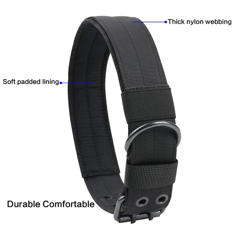 2″ Wide Tactical Heavy Duty Nylon Large Dog Collar K9 Military With Metal Buckle