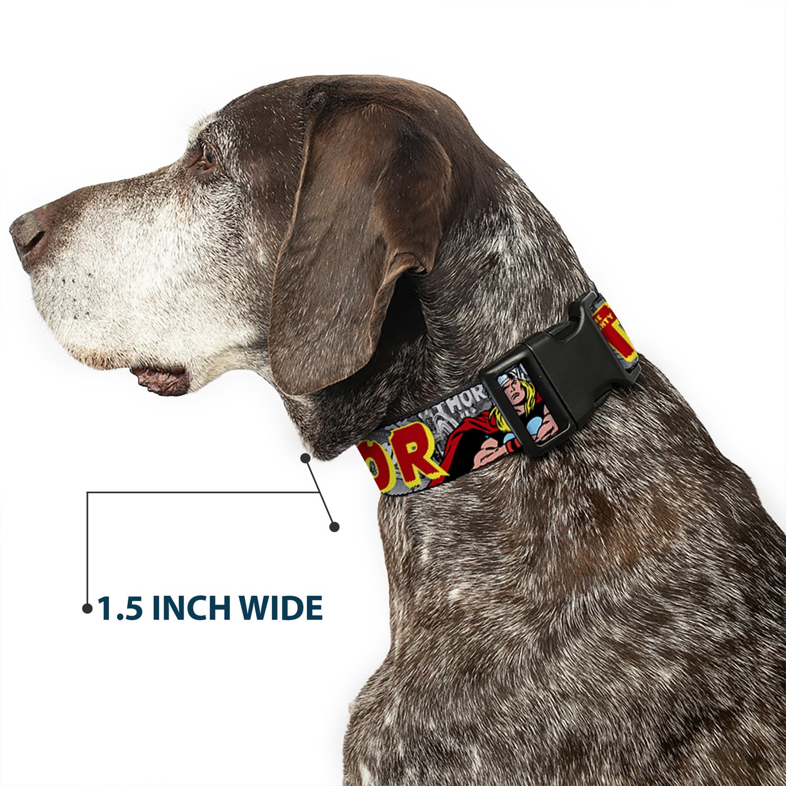 The Mighty Thor Action Poses Plastic Clip Dog Collar 1.0 Inch Wide 1526 Inch