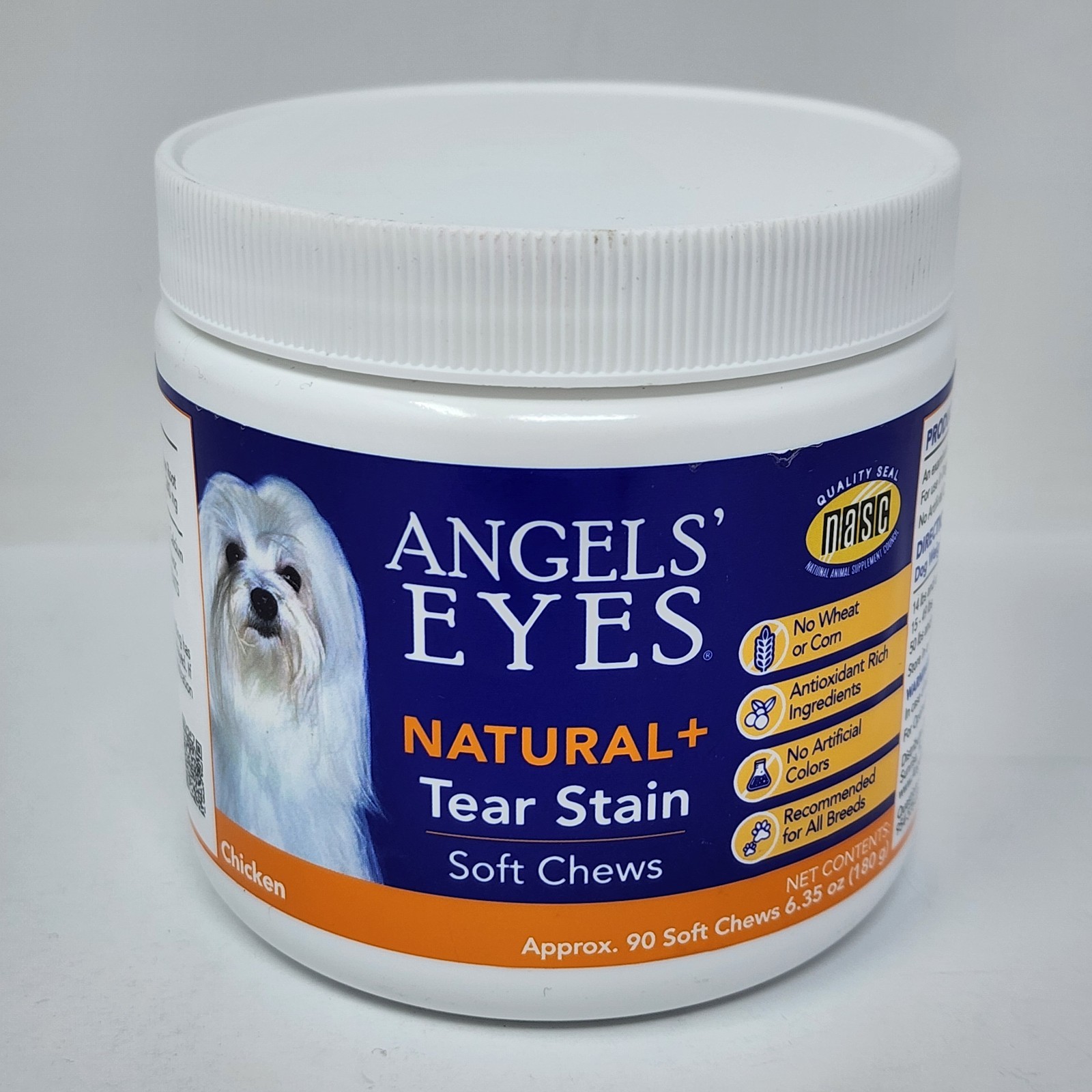 Angels‘ Eyes Natural+ Tear Stain Soft Chews for Dogs & Cats, 90 Chews Exp 08/27