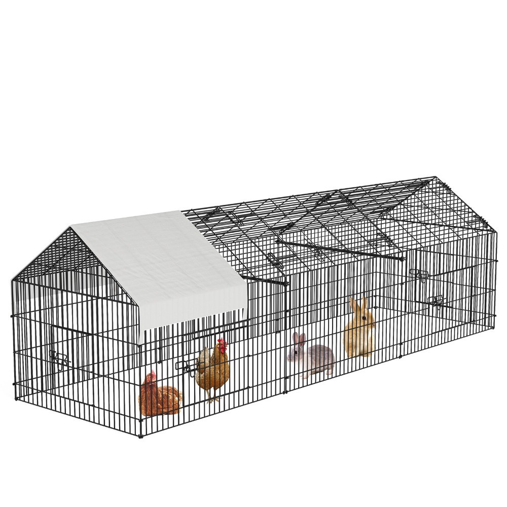 130″*40″Metal Chicken Coop Chicken Run Backyard Hen House Poultry Habitat Cage