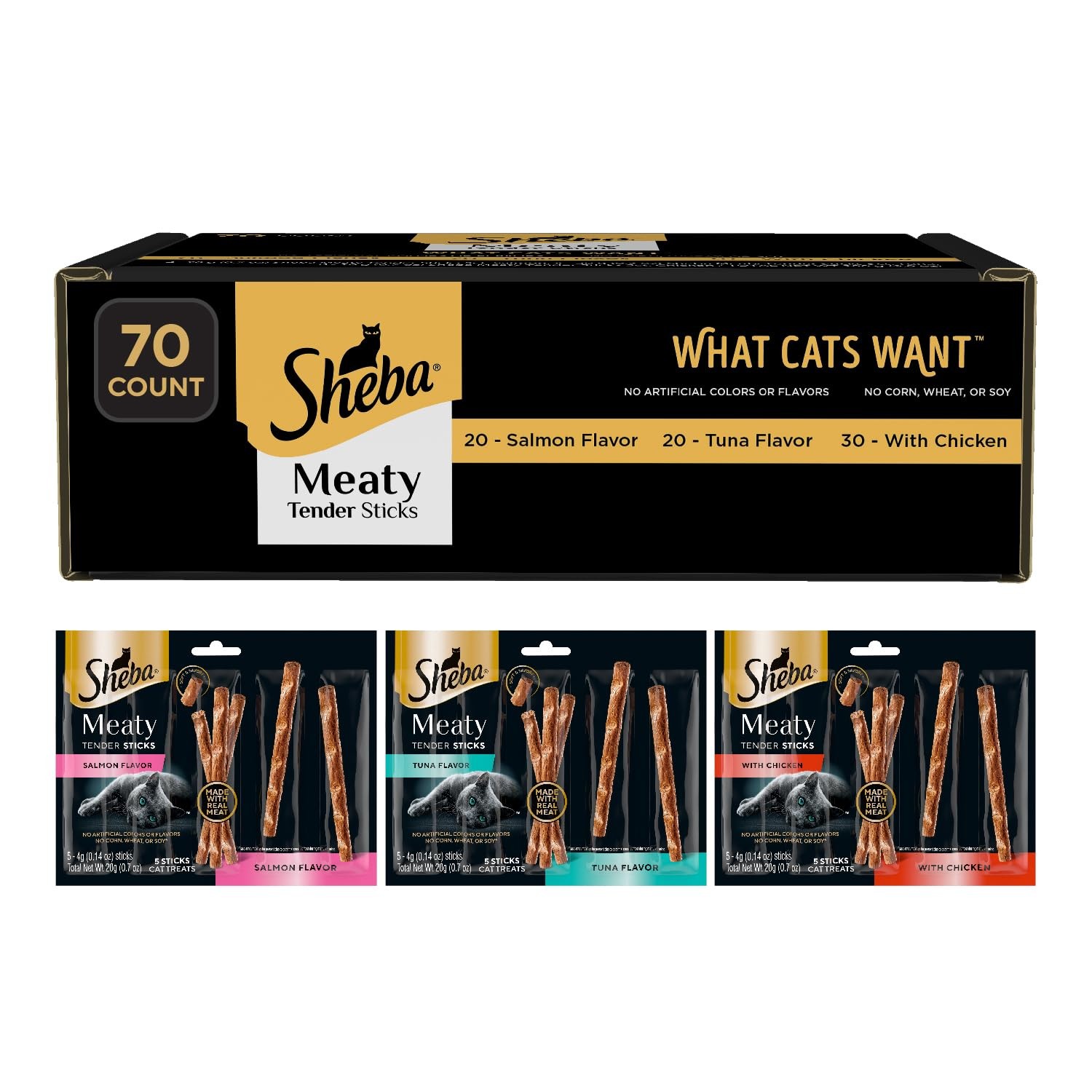 Sheba Meaty Tender Sticks Cat Treats Chicken, Tuna Flavor, or Salmon Flavor, …