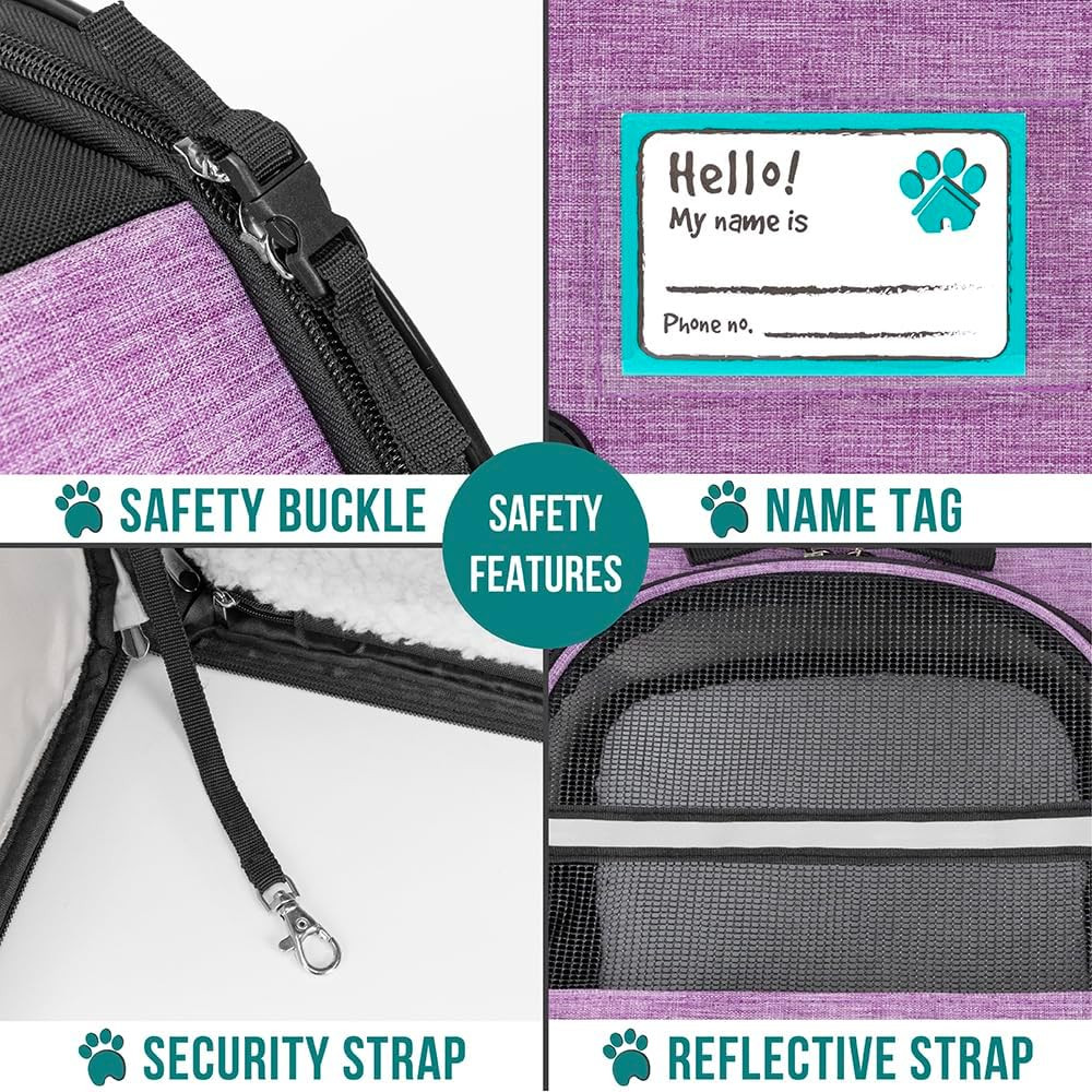 Breathable Expandable Dog & Cat Backpack Carrier for Pets up to 18 lbs, Purple