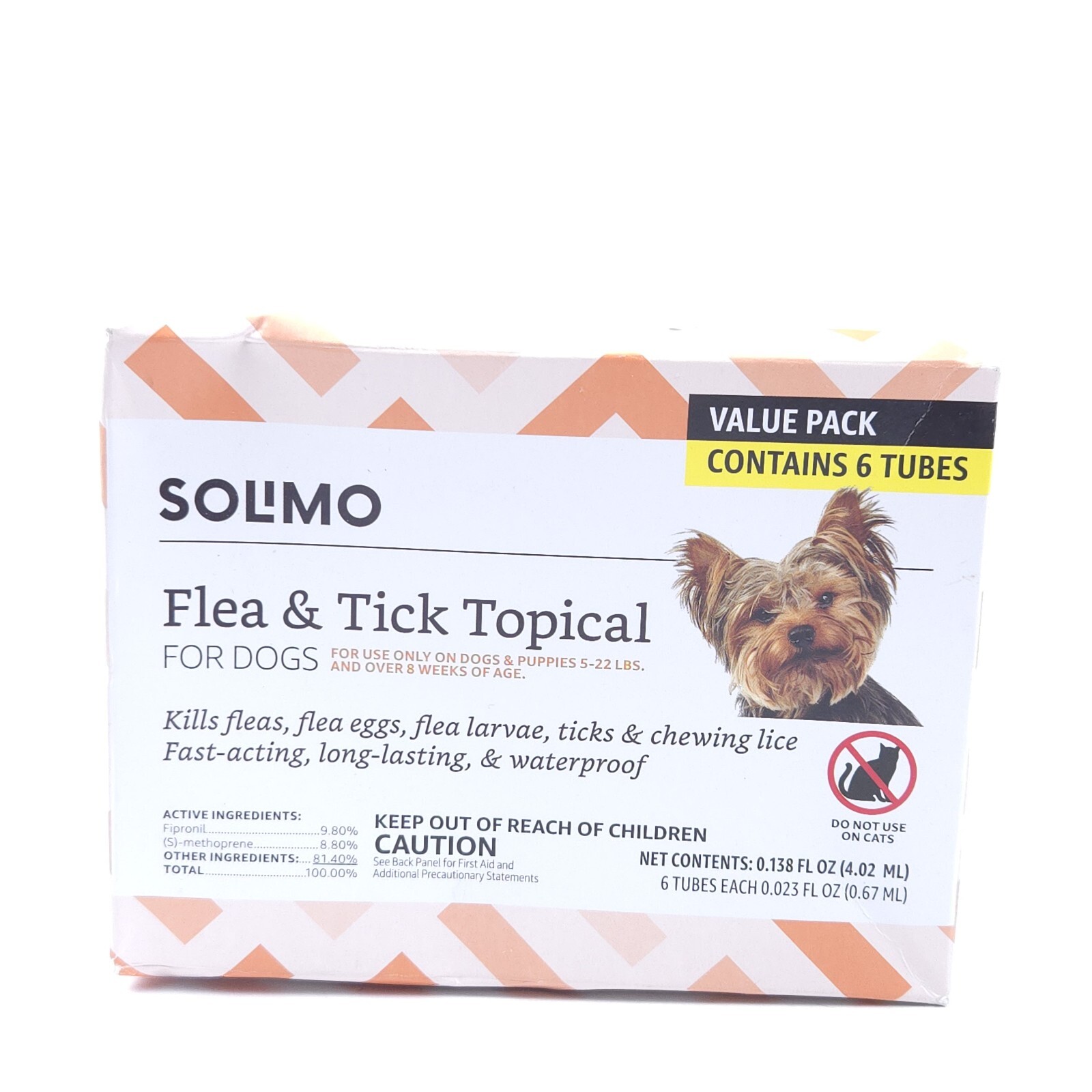 Solimo Flea & Tick Topical for Small Dogs 5-22 lbs & Over 8 Weeks – 6 Tubes NEW