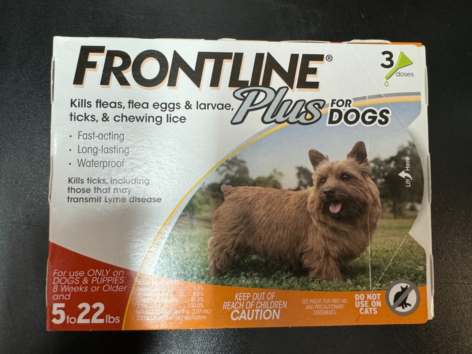 FRONTLINE Plus Flea and Tick Control 3 Dose for 5-22 lbs Dogs 7001