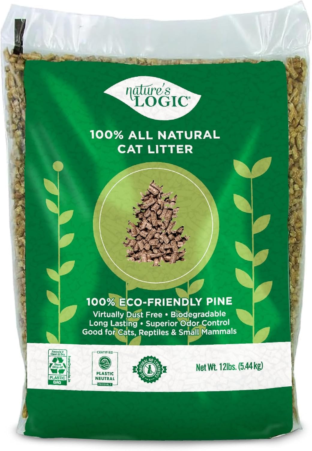 100% Natural Pine Pellet Cat Litter – Dust-Free, Unscented, Biodegradable – Safe