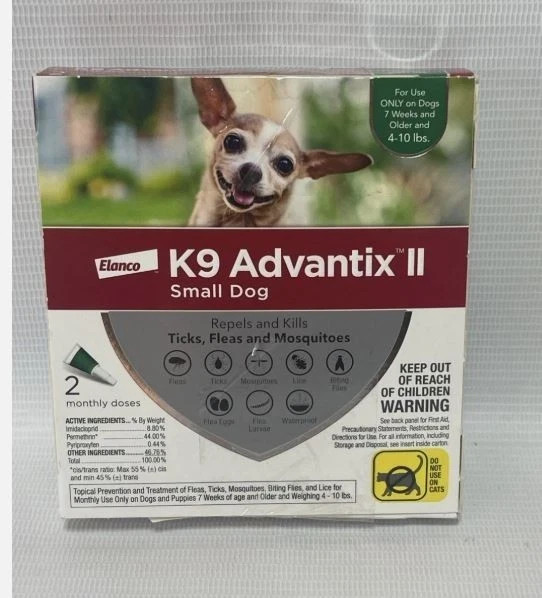 K9 Advantix II Elanco Flea and Tick For SMALL Dogs (4-10 lbs) 2 monthly doses