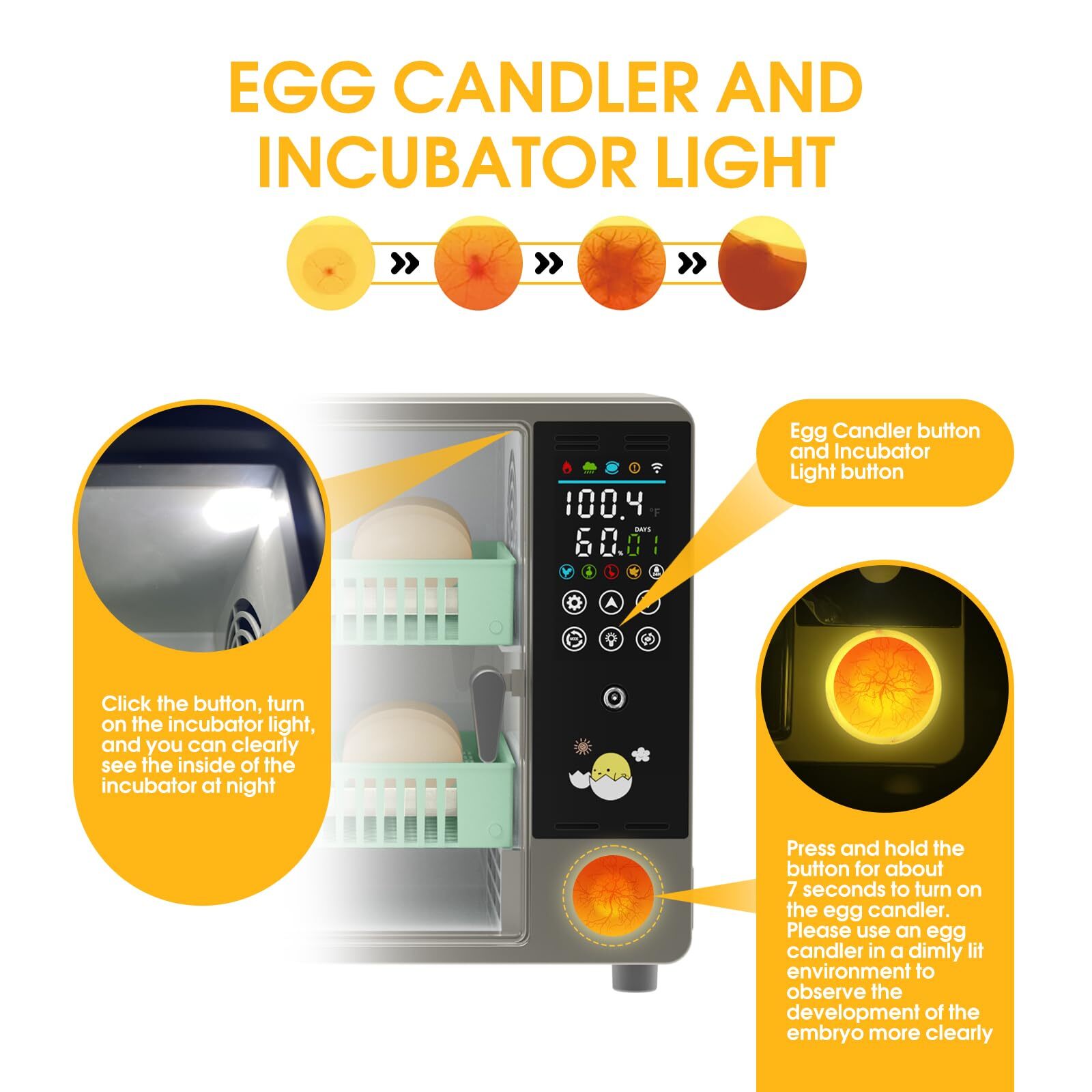 Incubators for Hatching Eggs, Egg Incubator with Automatic Egg Turning and Humid