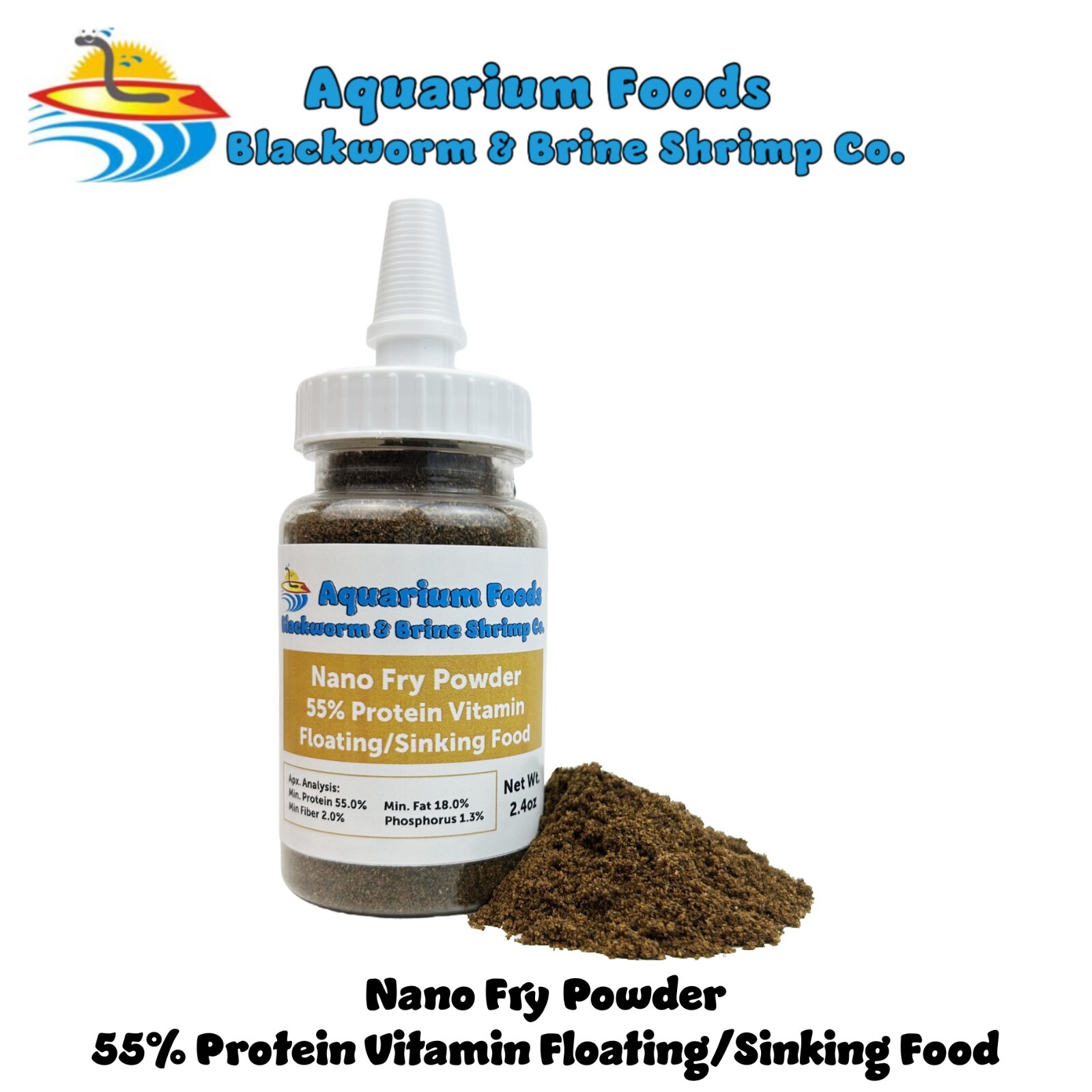 Nano Fry Powder 55% Protein Vitamin Rich Floating/Sinking Baby & Fry Food-Bottle