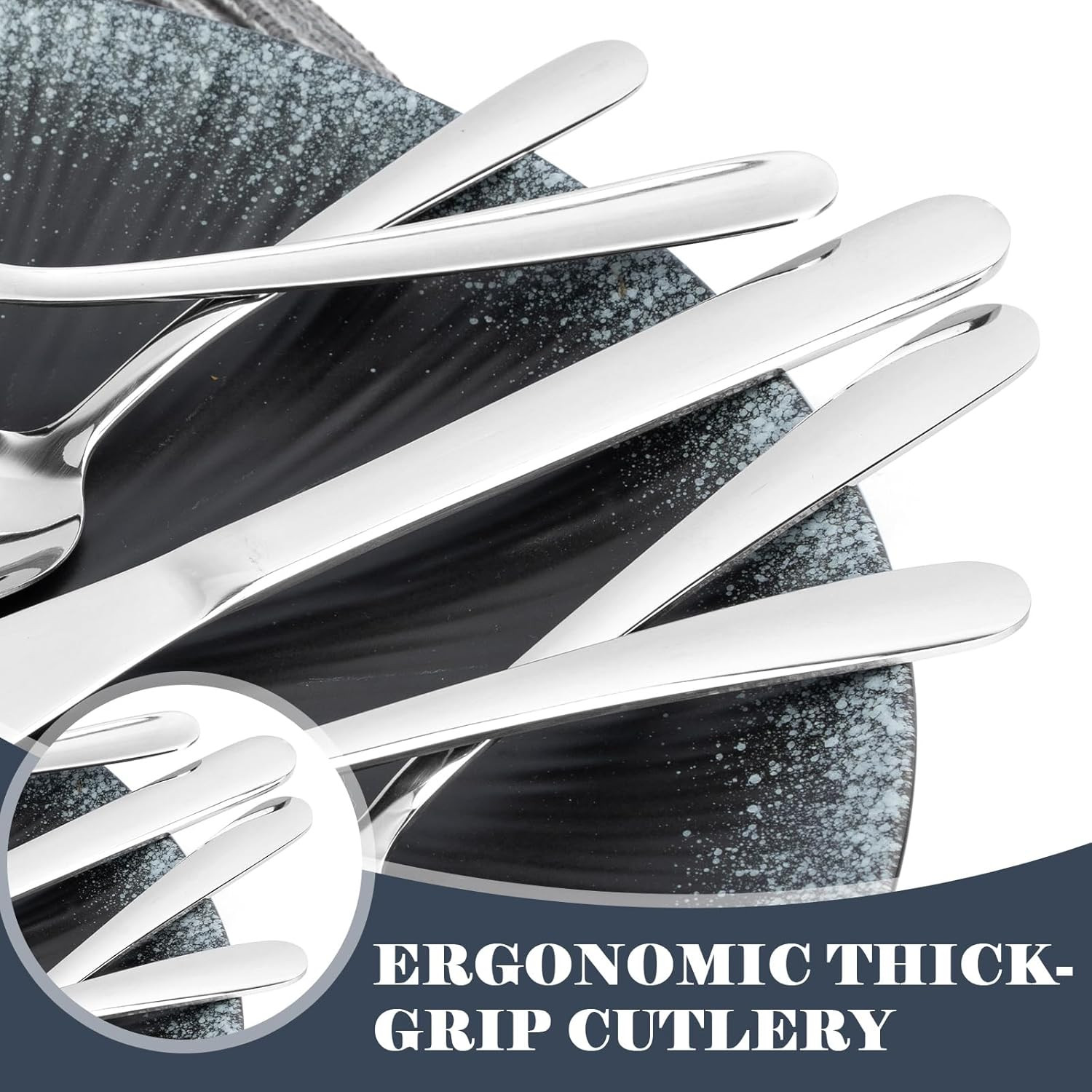 49 PCS Silverware Set – Stainless Steel Silverware Set with Organizer for 8, Fla