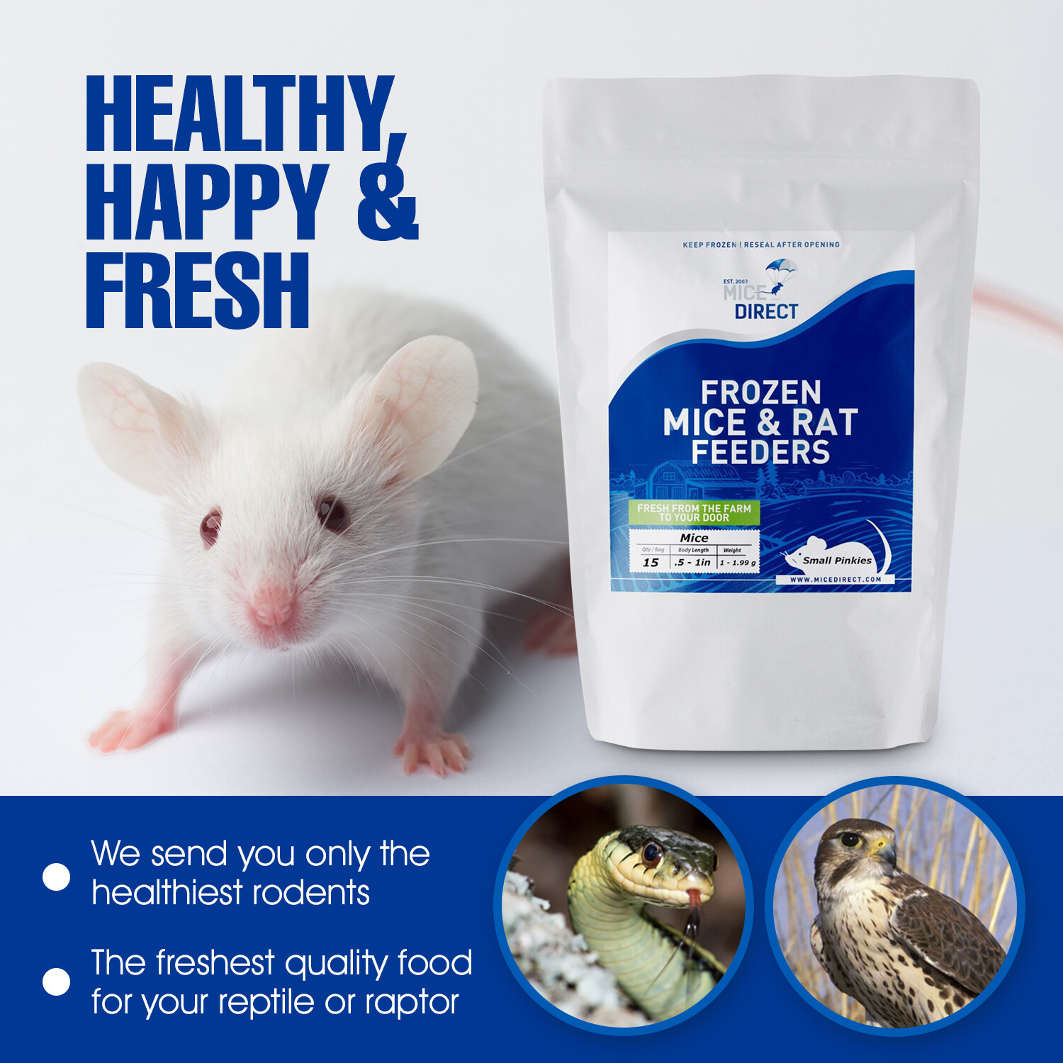 Frozen Feeder Mice: 200 Large Pinkies -FREE S&H -MiceDirect !! Rodents! Reptiles