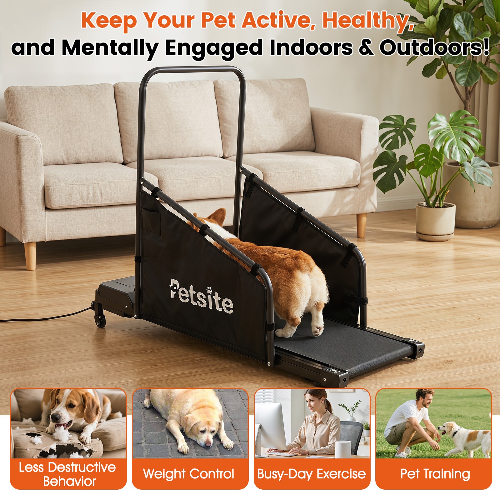 Dog Treadmill for Small & Medium Dogs w/ Remote Control & LCD Display for Home