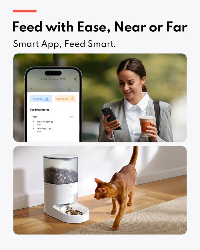 Smart Automatic Cat Feeder – WiFi & Bluetooth, Custom Timed Feeding, 30-Day Fres