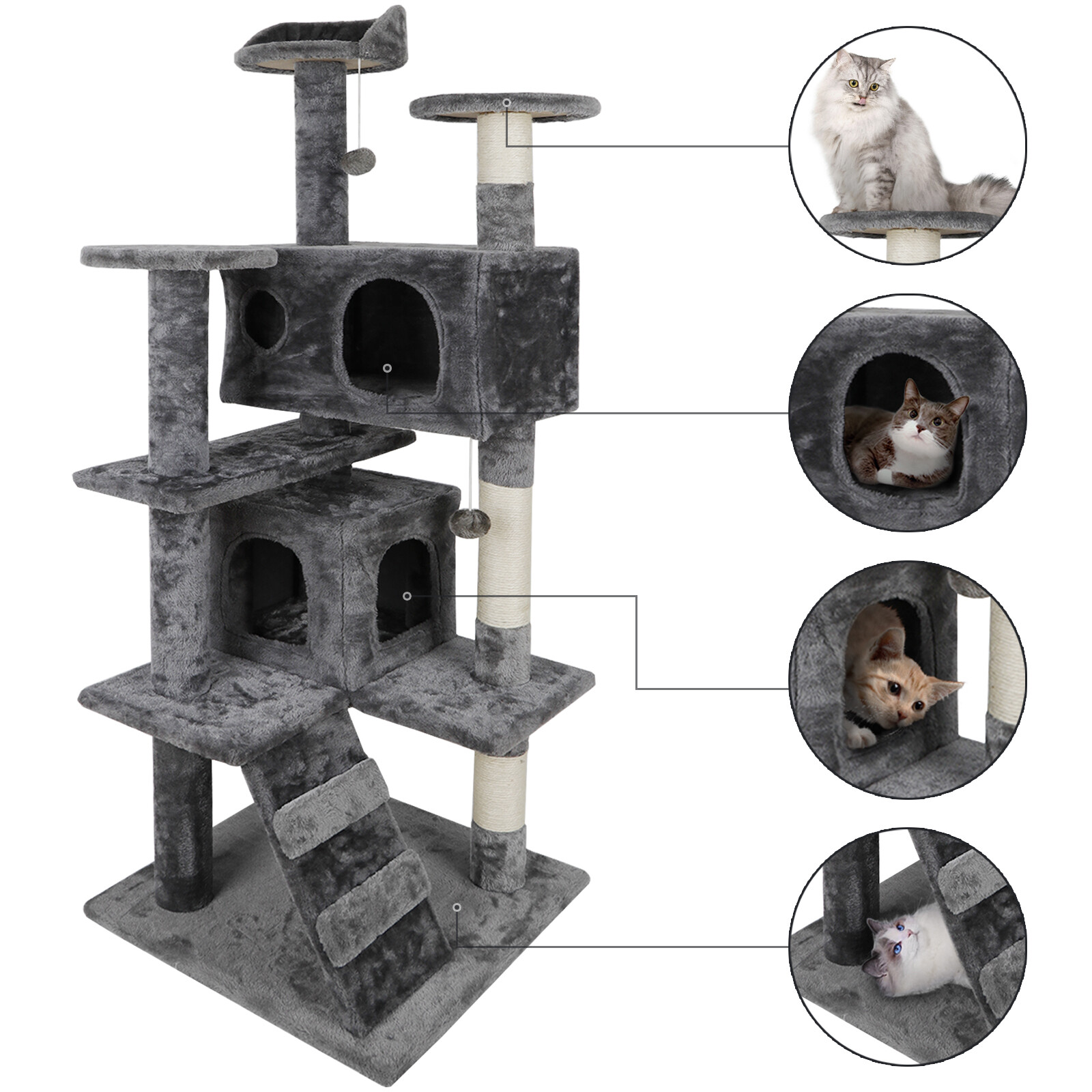 Activity Center 53″ STURDY Cat Tree Tower Large Playing House Condo For Rest