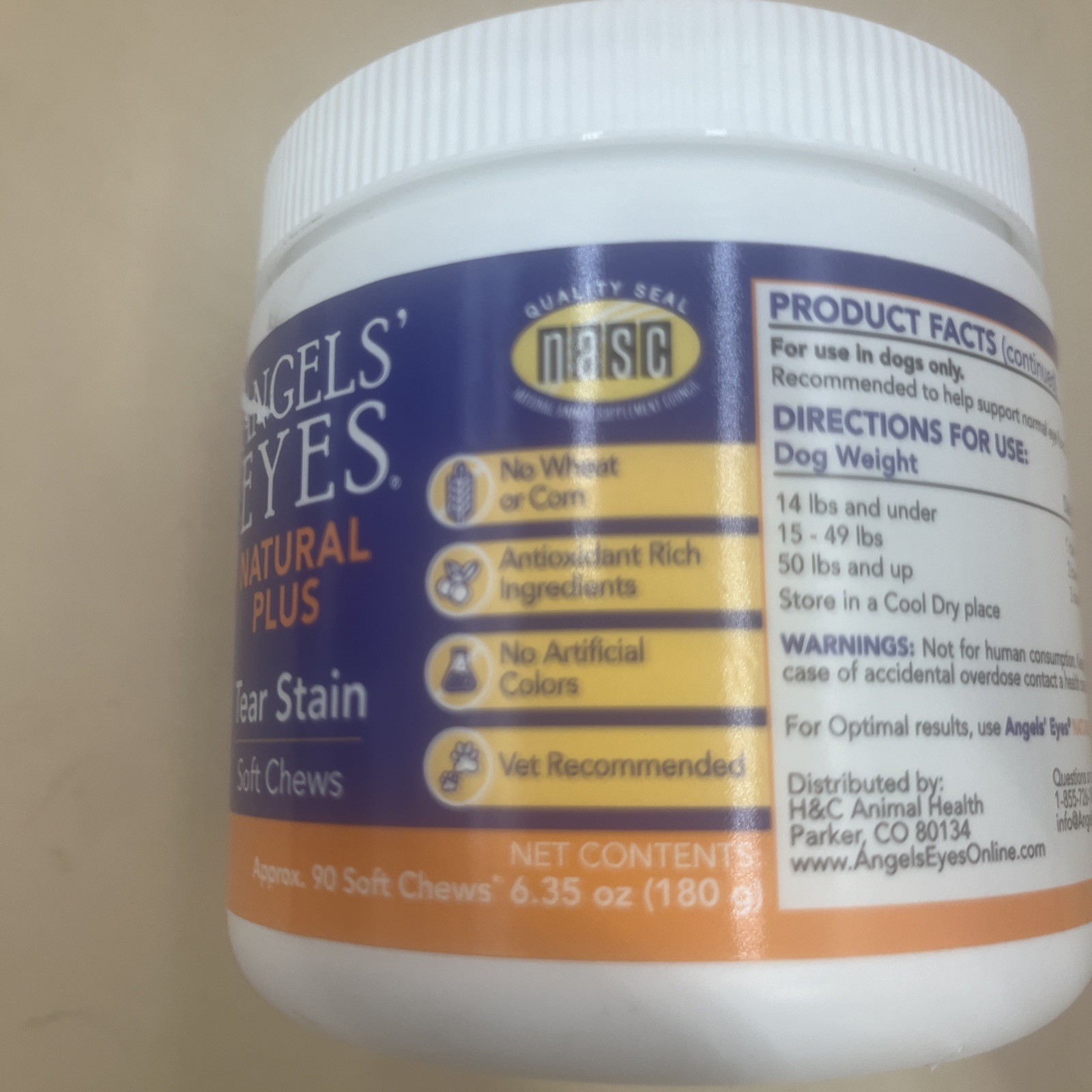 Angels’ Eyes Tear Stain for Dogs Chicken Flavor 90 Count Soft Chews. Exp 10/26
