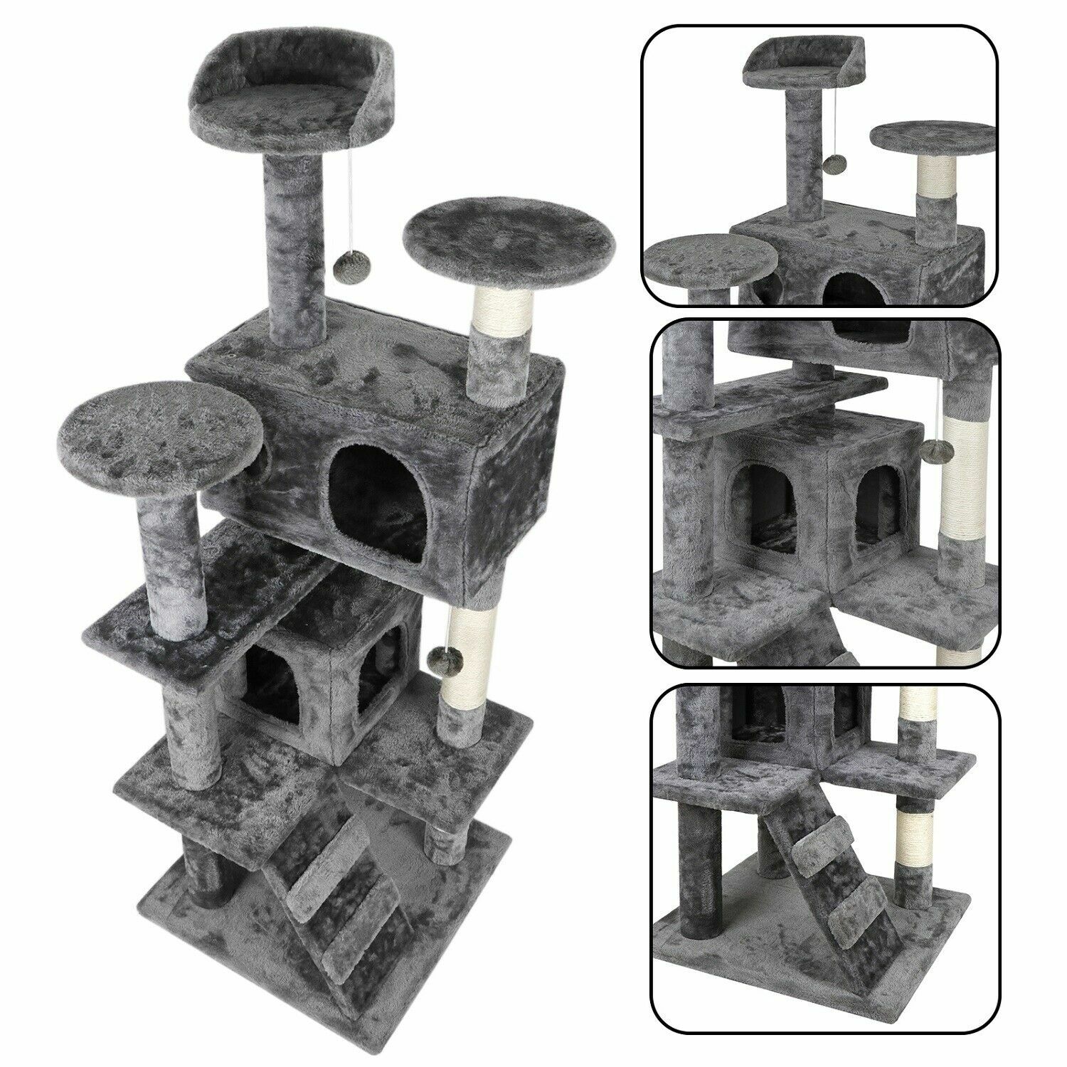 Cat Tree Tower 55″ STURDY Activity Center Large Playing House Condo For Rest