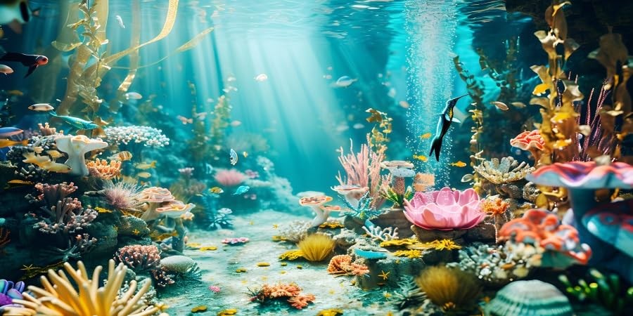 YongFoto Fish Tank Background 48×18 inch Aquarium 48x18in/120x45cm, Blue-2