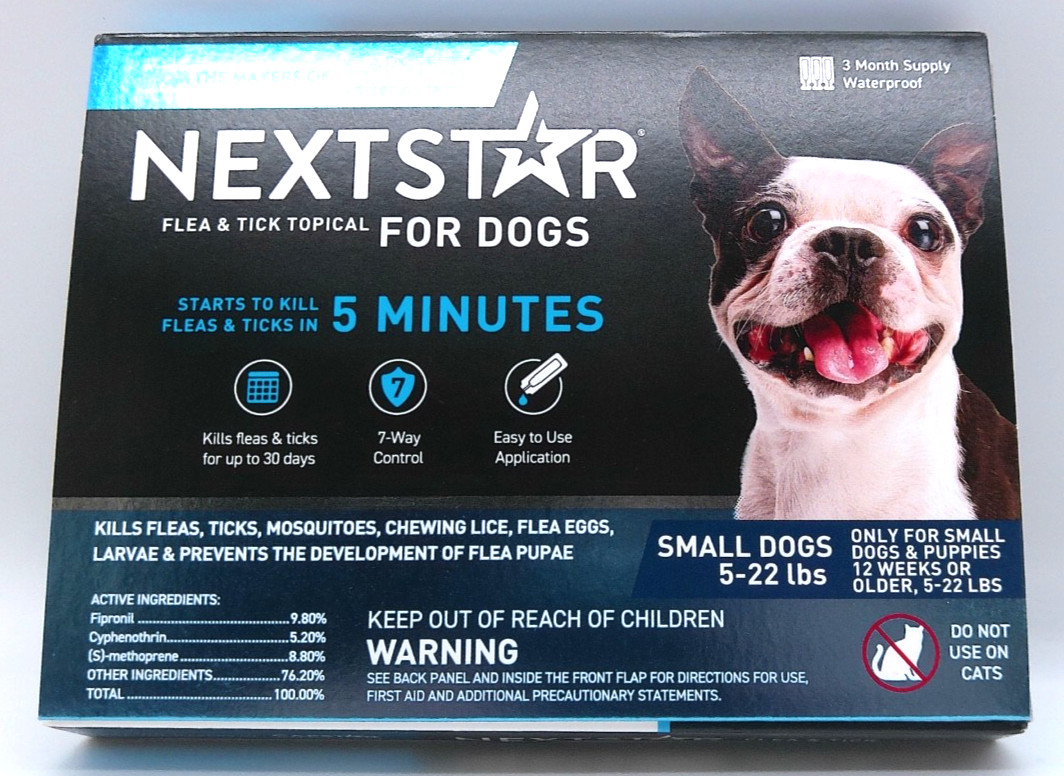NextStar Flea Tick Topical Treatment Small Dogs 5-22 lbs, 3 Month Supply