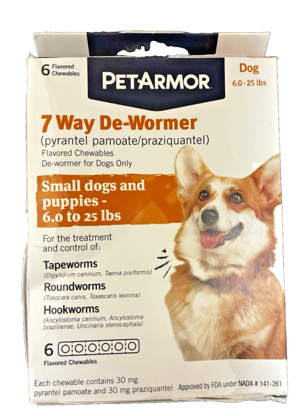 PetArmor 7 Way De-Wormer Small Dogs & Puppies 6–25 lbs | 6 Chewables | New