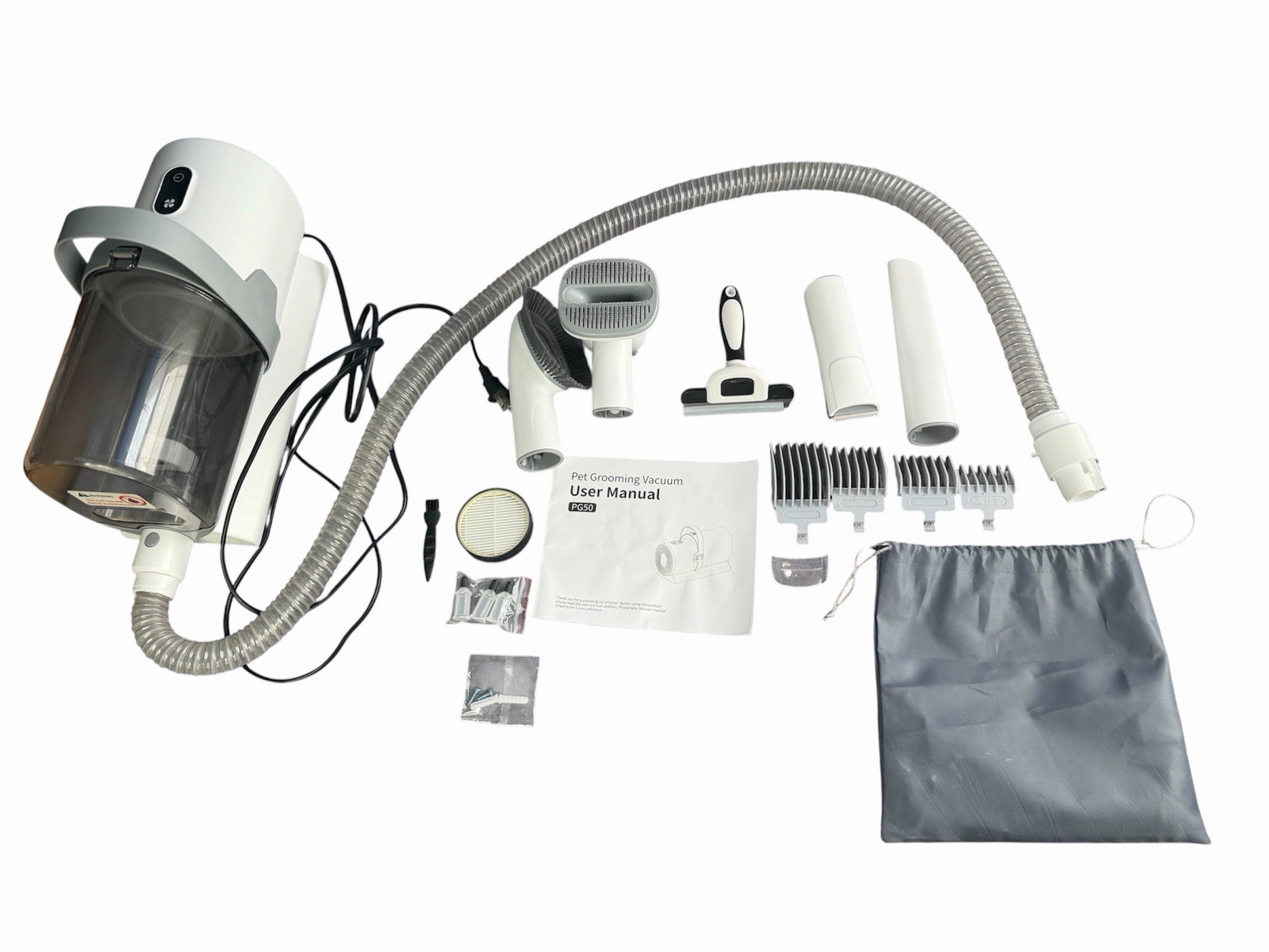 PG50 Pet Grooming Vacuum Kit with Dog Hair Clippers & Deshedding Tools