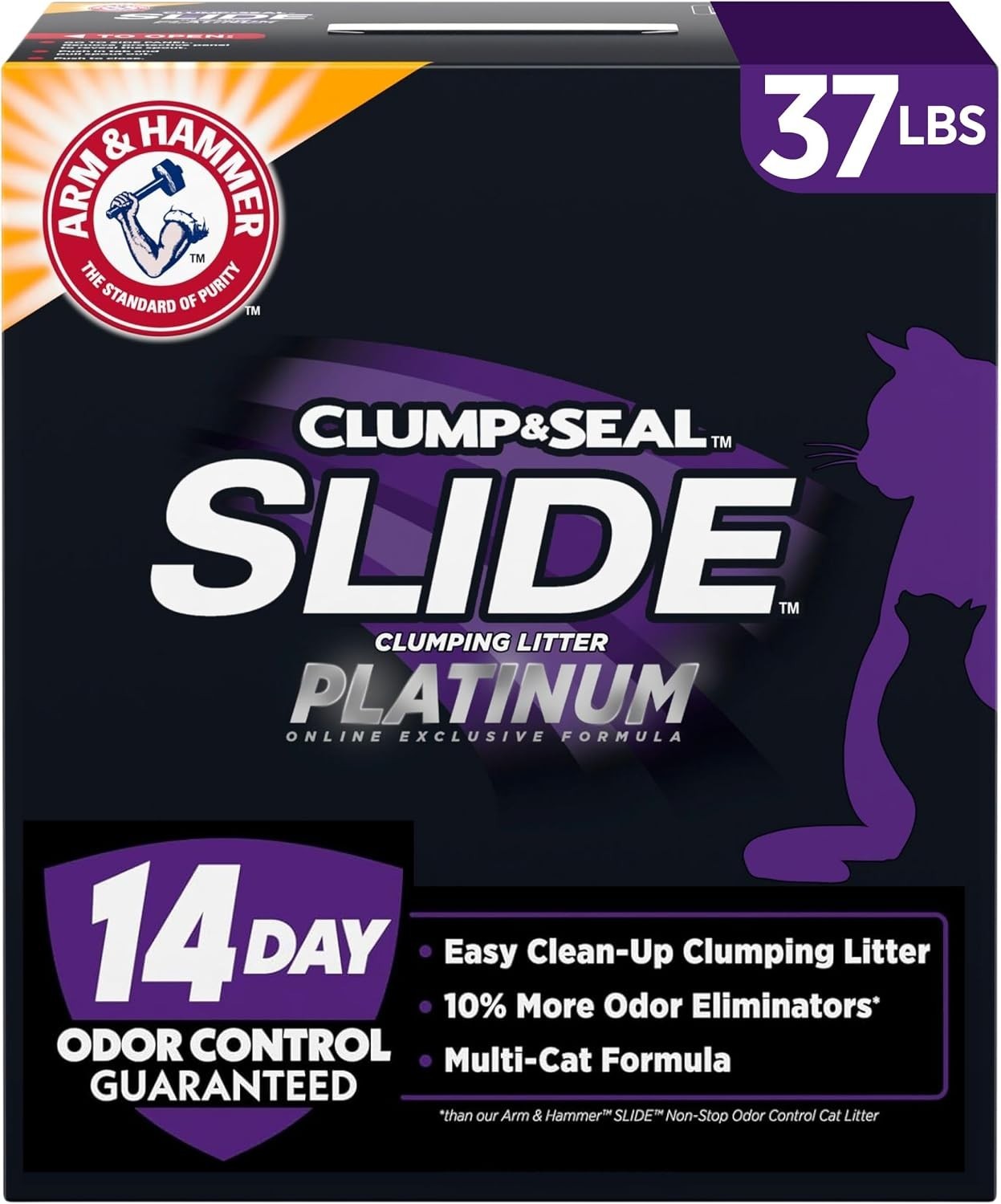Arm Hammer SLIDE Platinum Multi-Cat Easy Clean-Up Clumping Cat Litter, 14 Days o