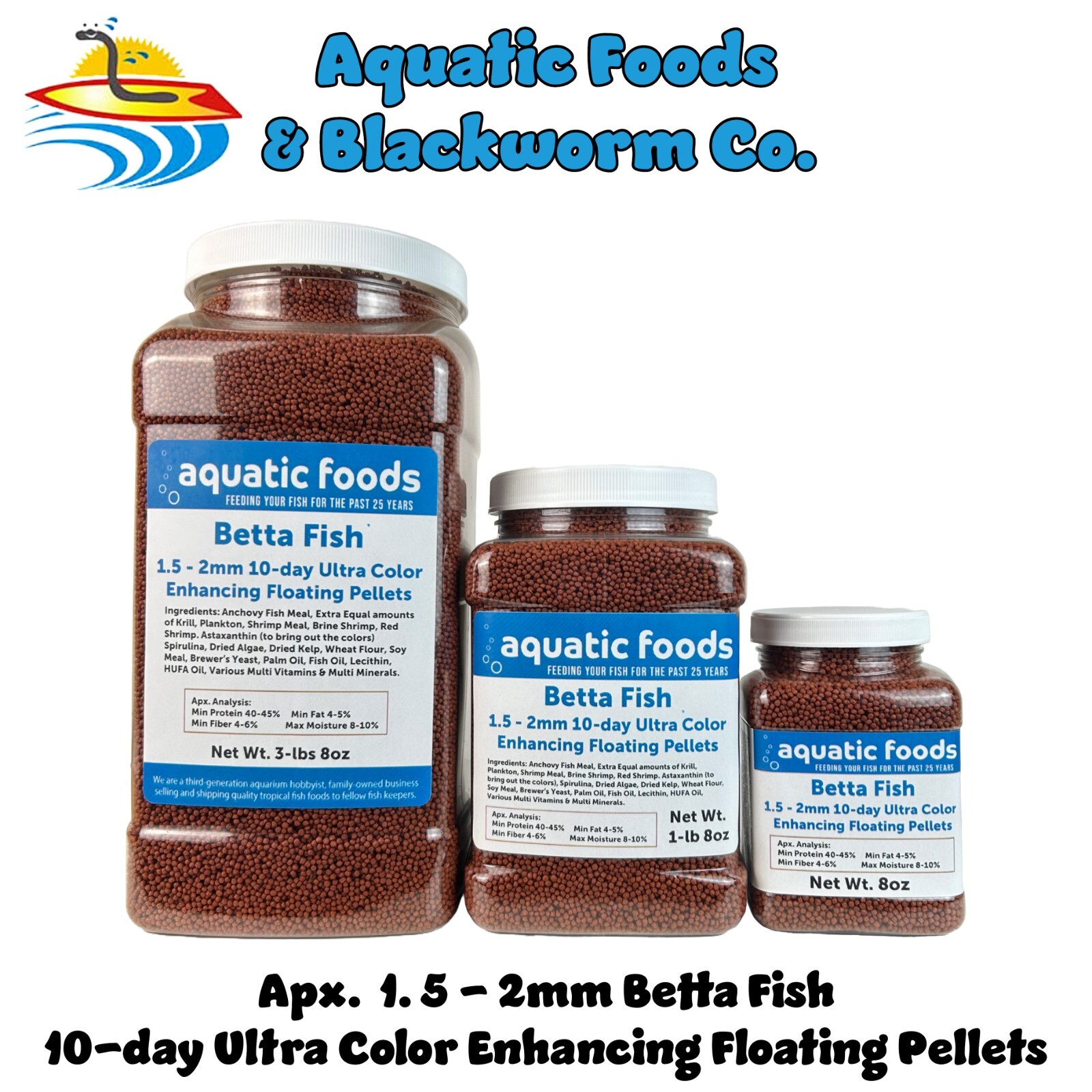 Betta Fish, Ultra Color Enhancing Floating Pellets for 10-Day Color Change. JAR