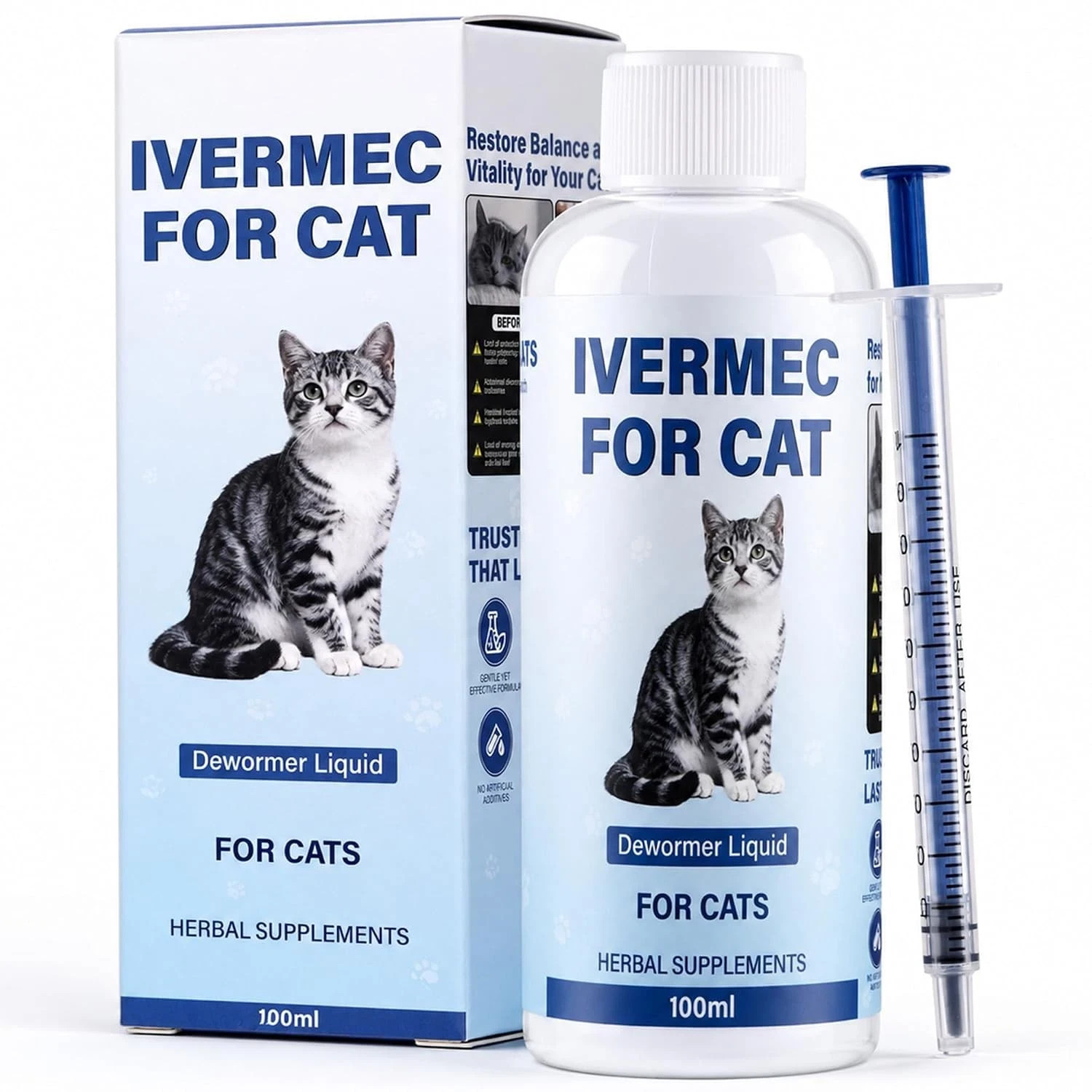 Liquid Dewormer for Cats, Broad Spectrum Cat Dewormer, All Worms Control