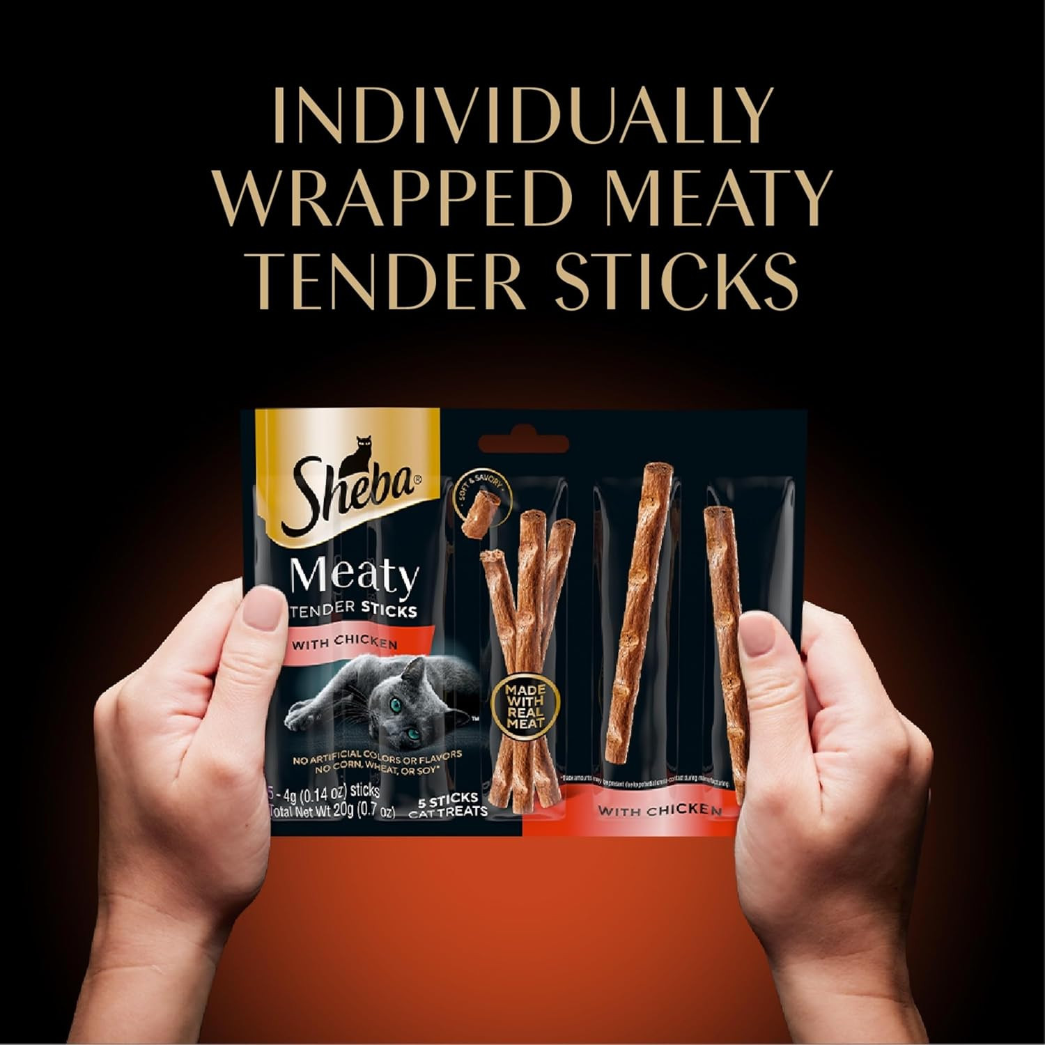 Meaty Tender Sticks Cat Treats Chicken, Tuna Flavor, or Salmon Flavor