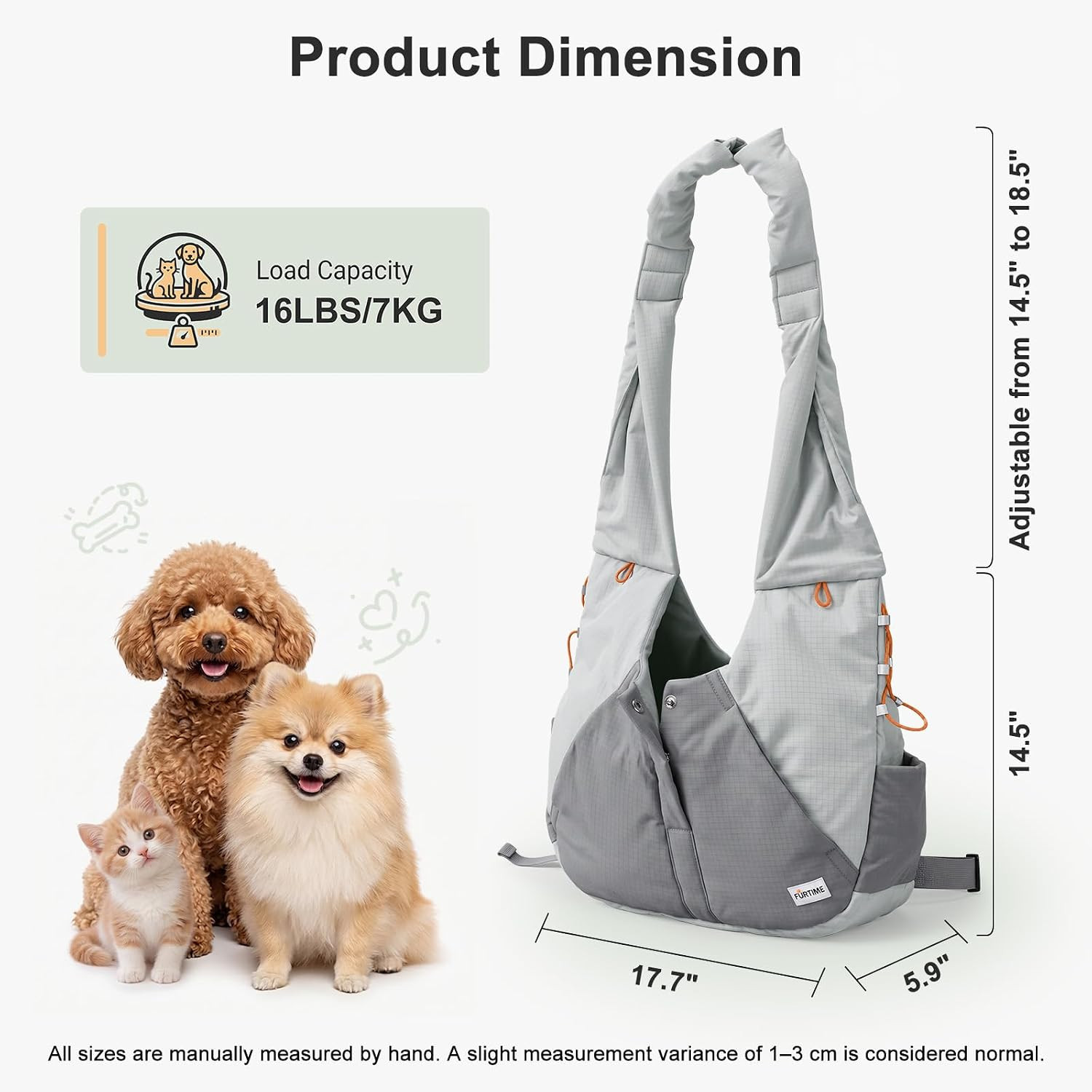 Dog Sling Carrier, Puppy Sling for Small Dogs up to 16 Lbs, 2-In-1 Backpack and