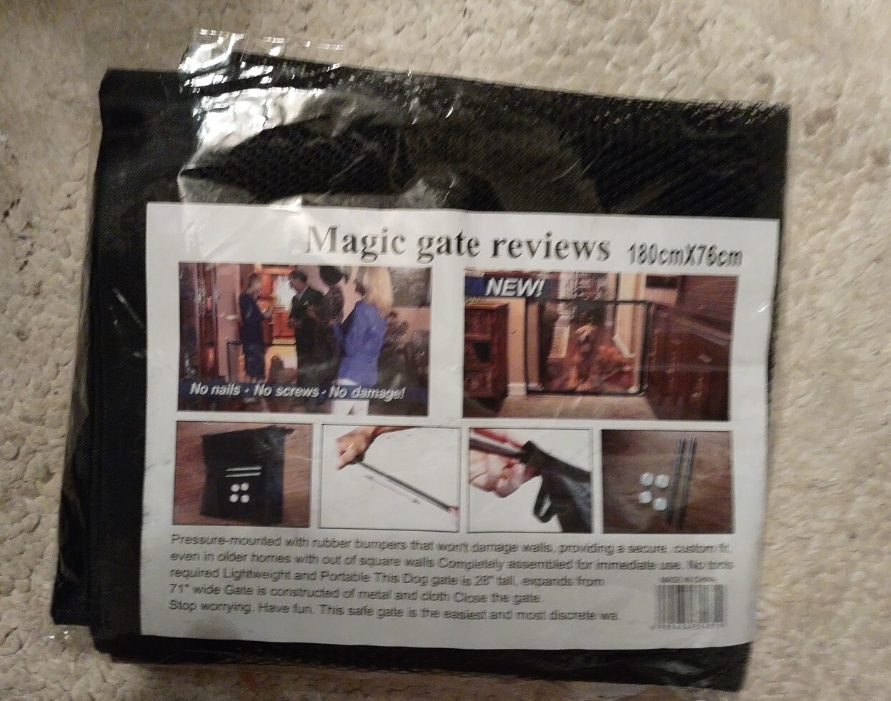 MagicGate Mesh Fence Pet Barrier Folding Safe Guard Indoor 28”x 71” Open Box