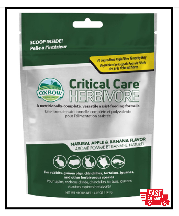 Oxbow Animal Health Critical Care, Herbivore, Apple-Banana Flavor, 141 Gram Bag
