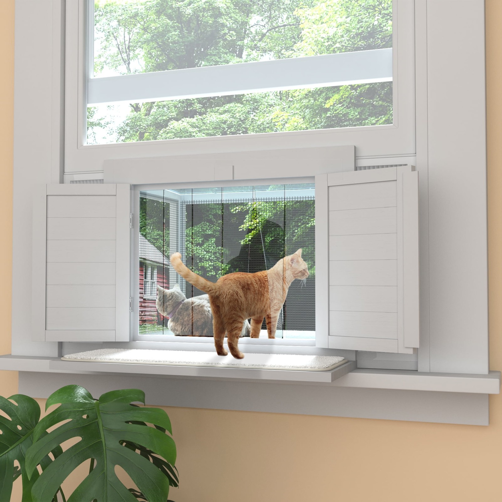 Cat Window Box, Window Catio Fits Double Hung Windows 24″ to 39.5″ Wide