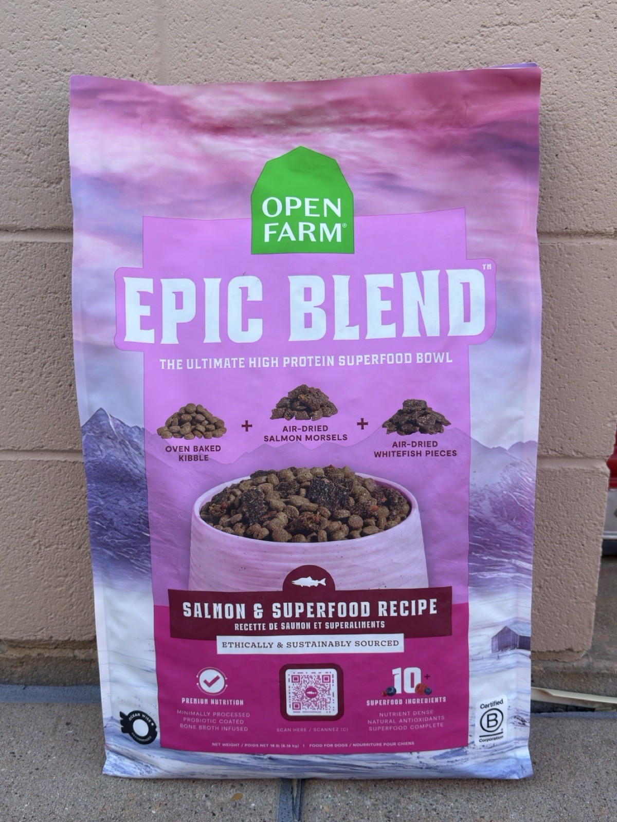 Open Farm Epic Blend High Protein Adult Dry Dog Food – Salmon & Superfood 18lbs