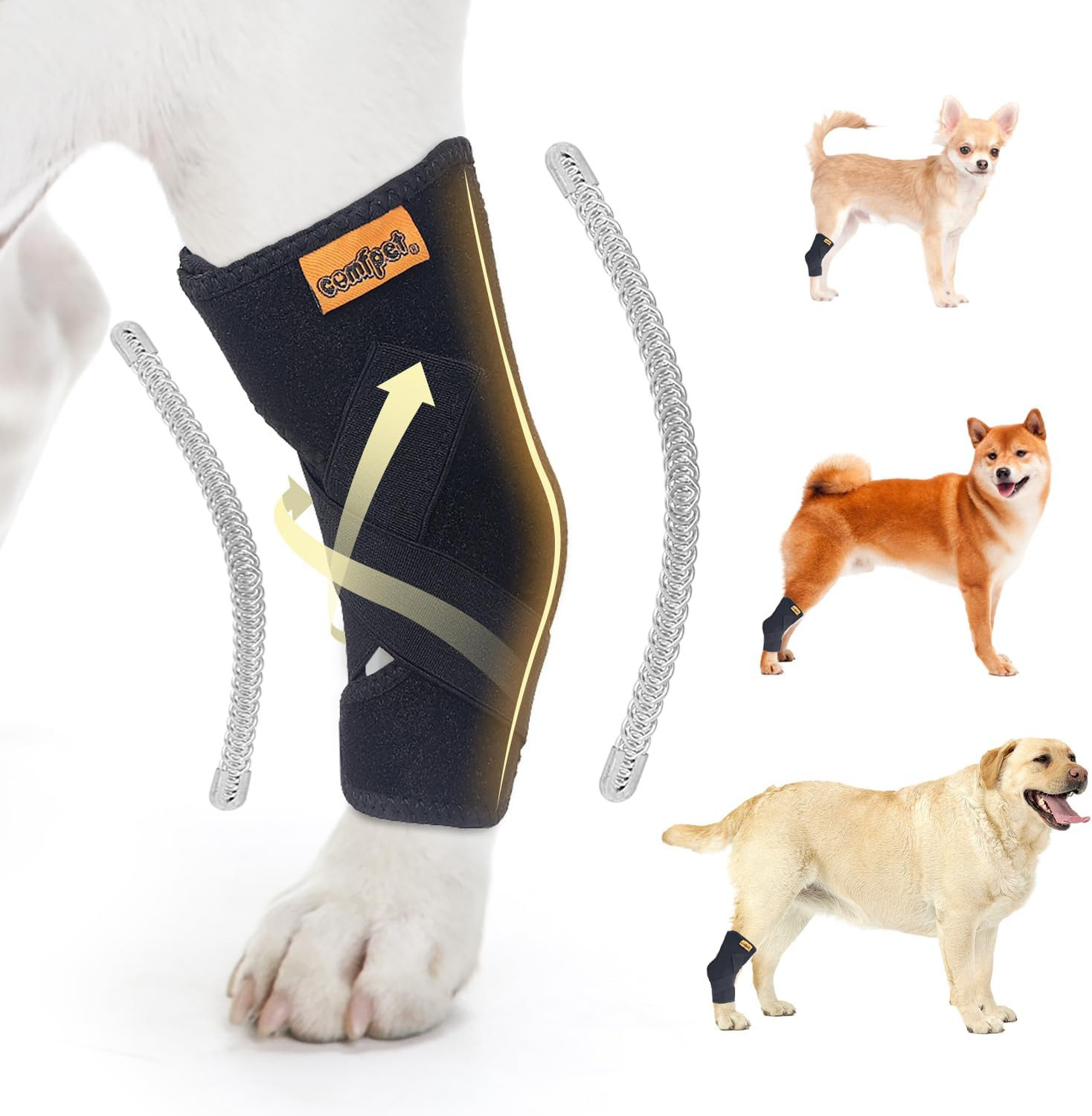 Large Dog Hock Brace (40-90 Lbs), Heavy-Duty Hind Leg Support for Labrador, Germ