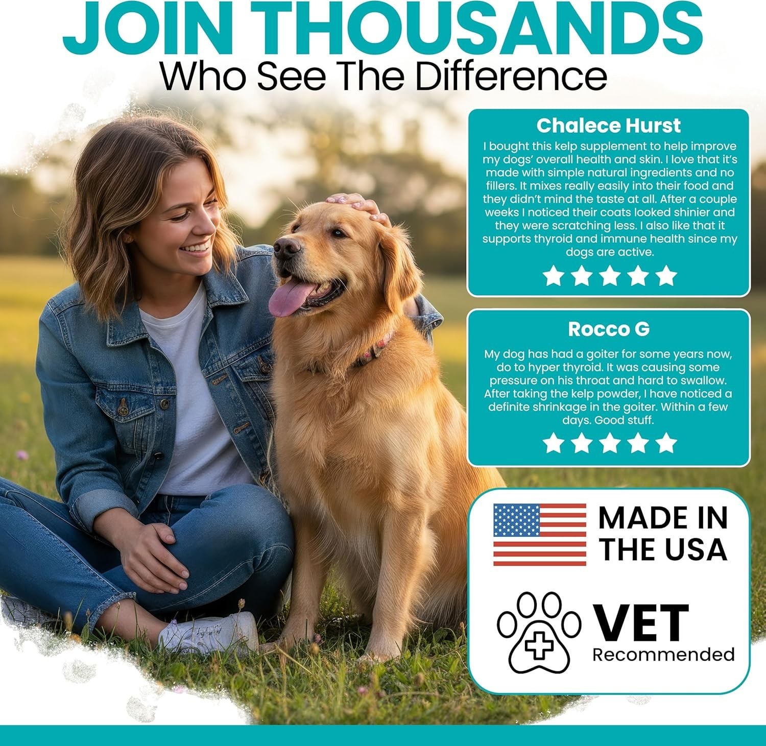 Sea Kelp Powder for Dogs – Dental, Plaque, Skin & Coat, Thyroid – Chew + Heal La