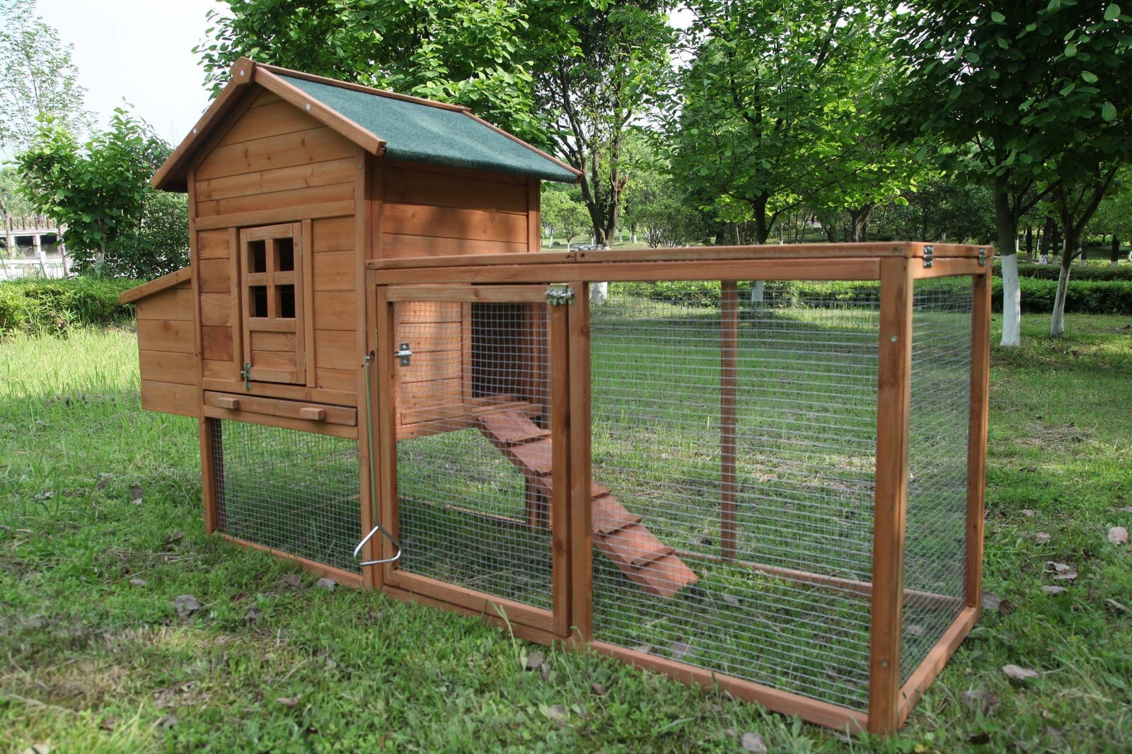 Outdoor 80“ Wooden Chicken Coop Nest Box Hen House Poultry Pet Hutch Garden
