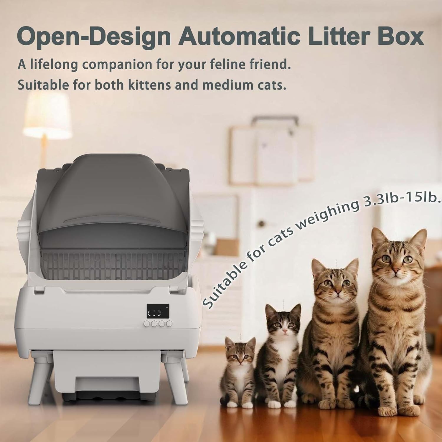 Automatic Cat Litter Box Self Cleaning – App Control, Open-Design, Smart Health