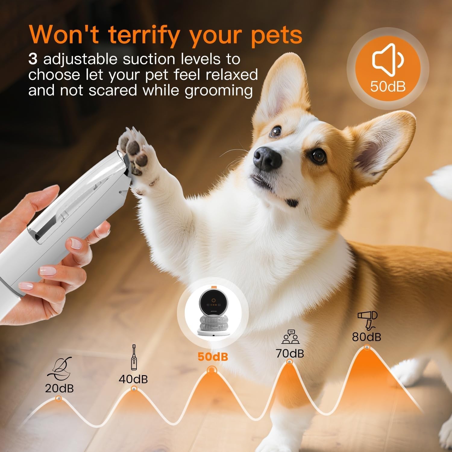 AIRROBO PG100 Pet Grooming Vacuum with 5 Grooming Tools For Dog Cat Hair 12000Pa