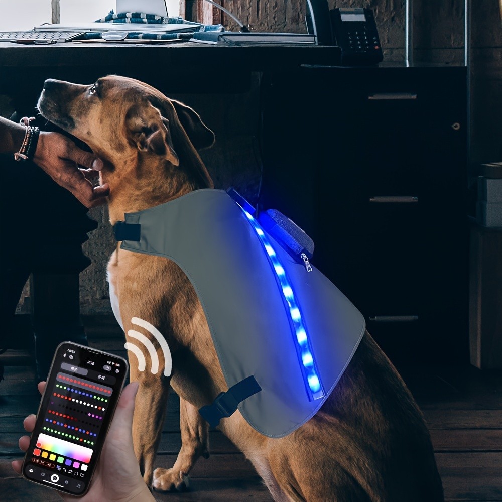 LED Luminous Dog Safety Harness, Rechargeable Lightweight Adjustable S/M/L