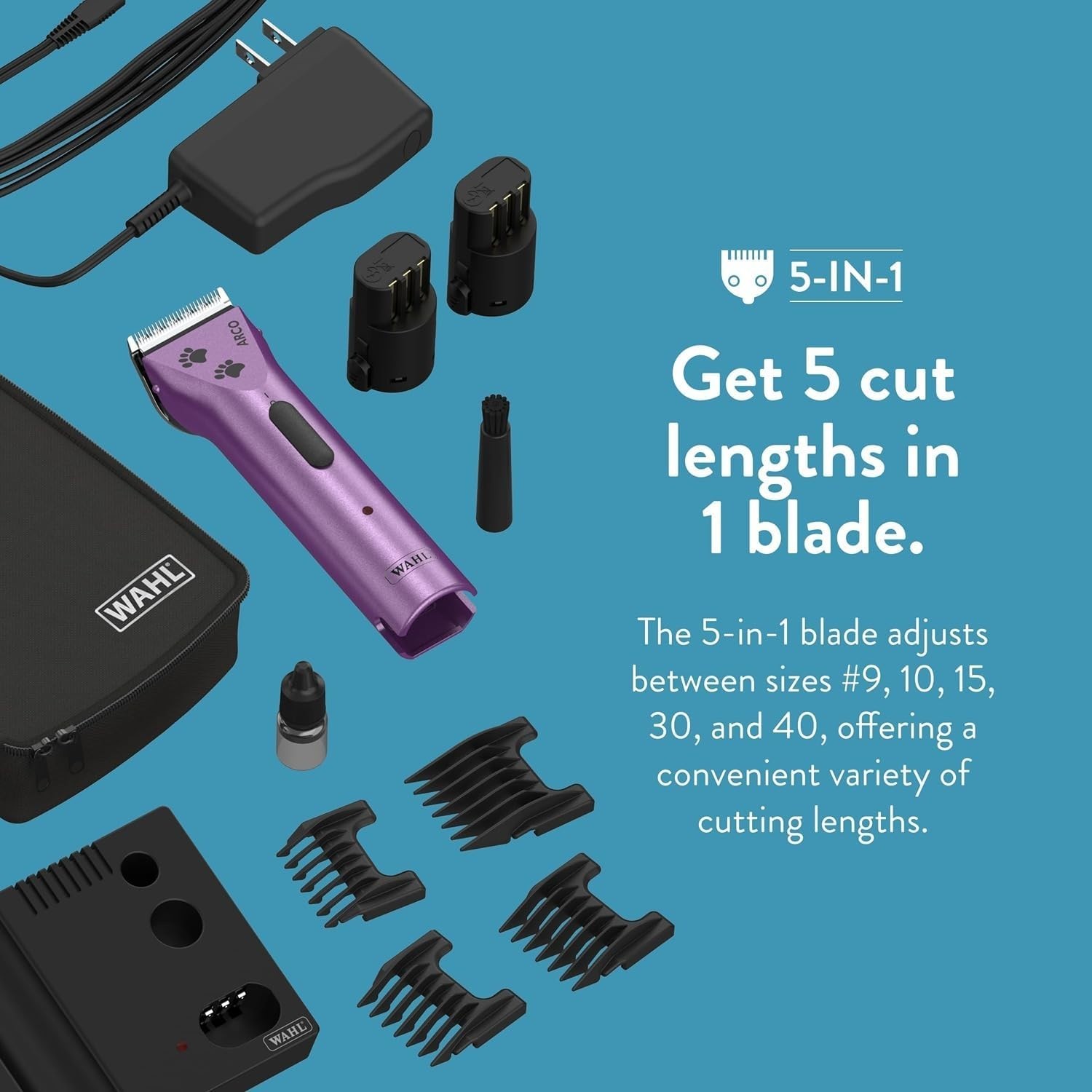 Wahl Professional Animal Arco Pet Cordless Clipper Kit, Purple