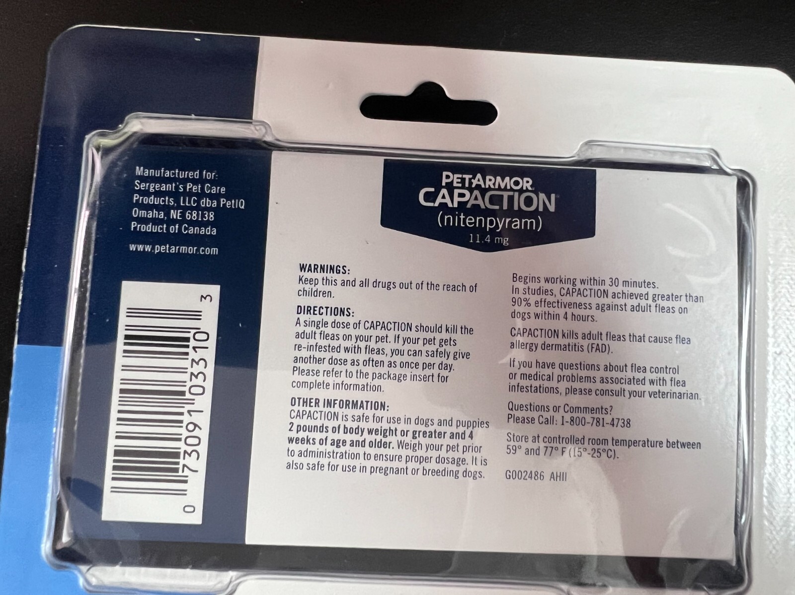 PetArmor Capaction Oral Flea Treatment for Dogs (2-25 lbs) 6 tablets 3103