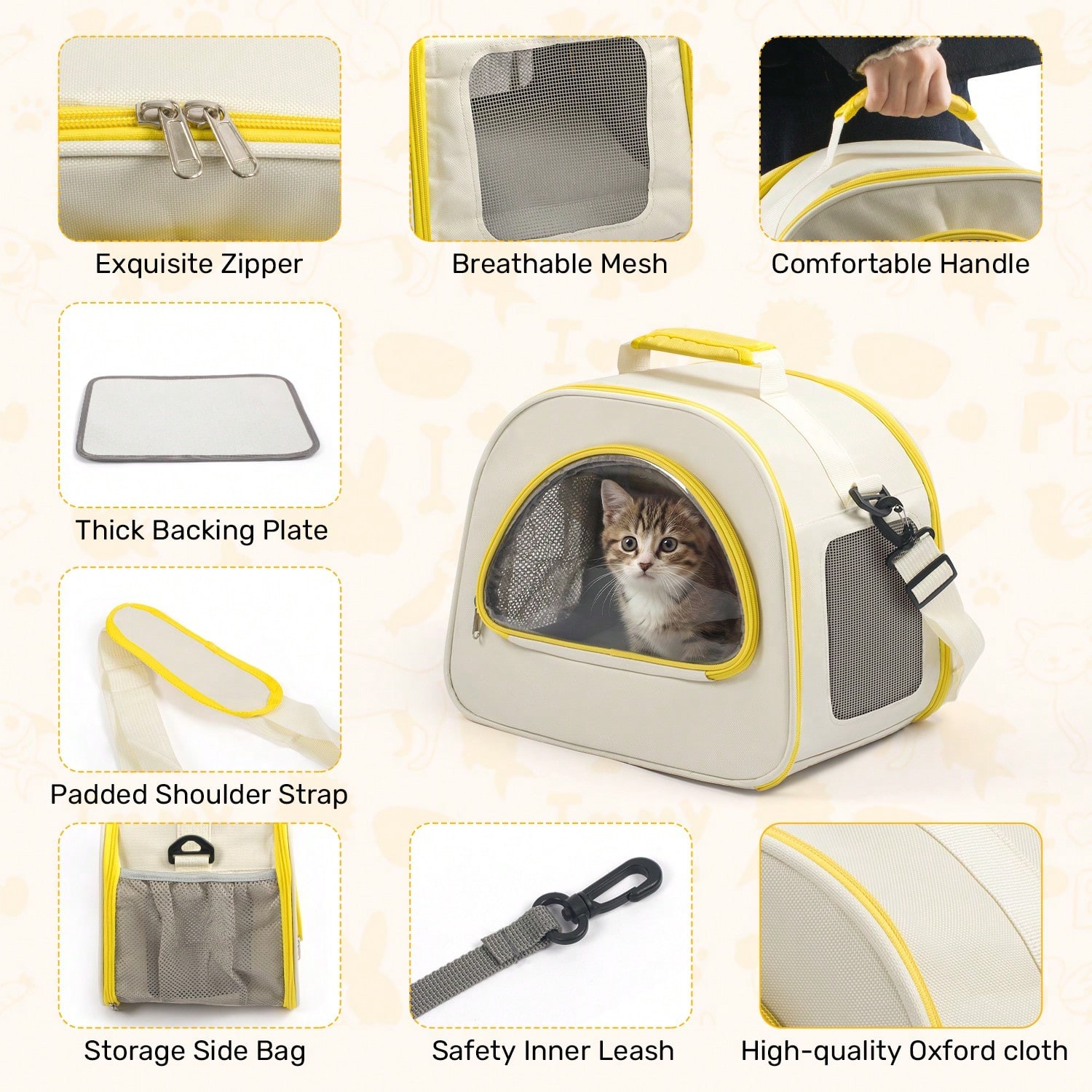Breathable Mesh Pet Carrier Bag Portable Comfort Handbag for Small Dogs & Cats